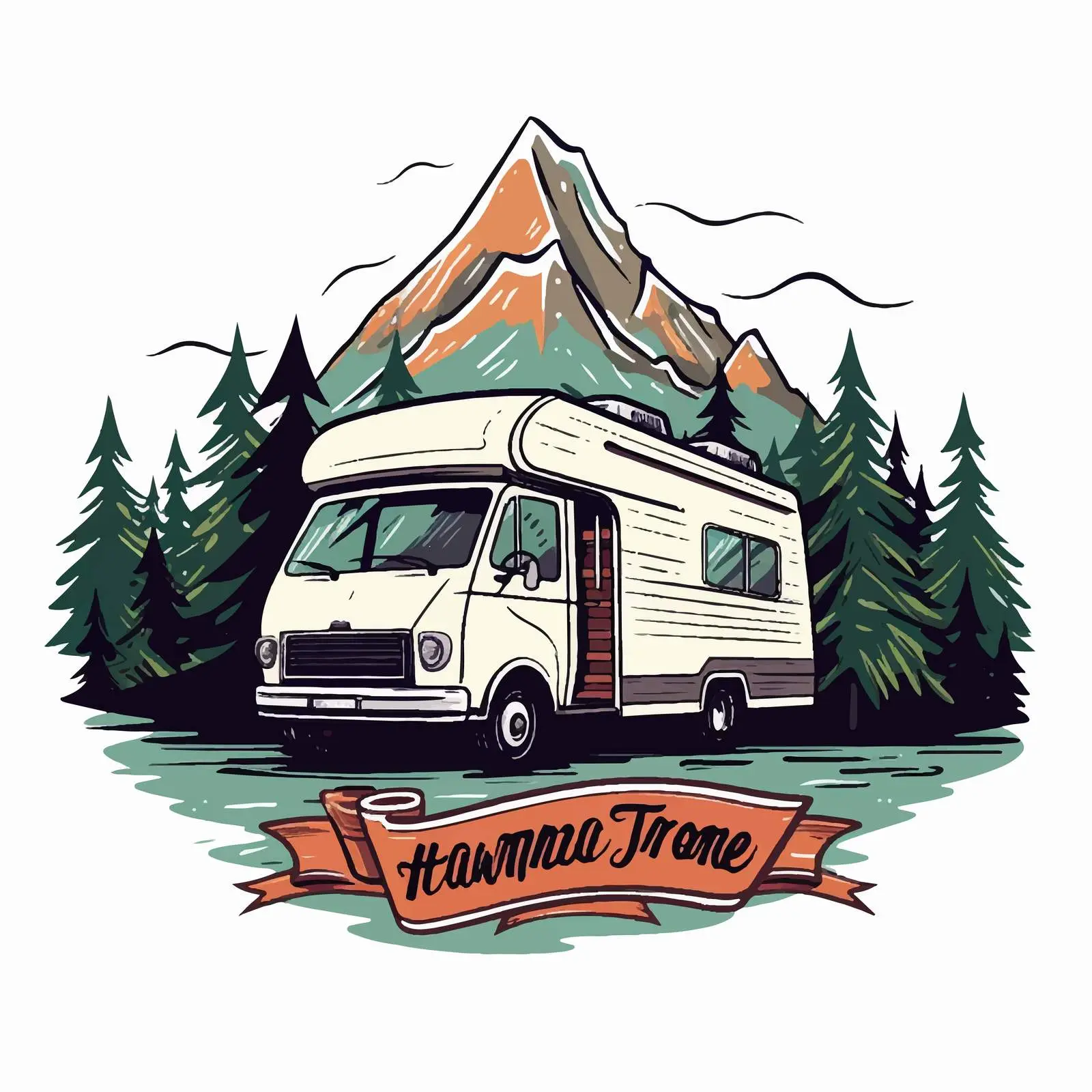 Camper Van Driving Through Scenic Landscape — free download from Dotvec