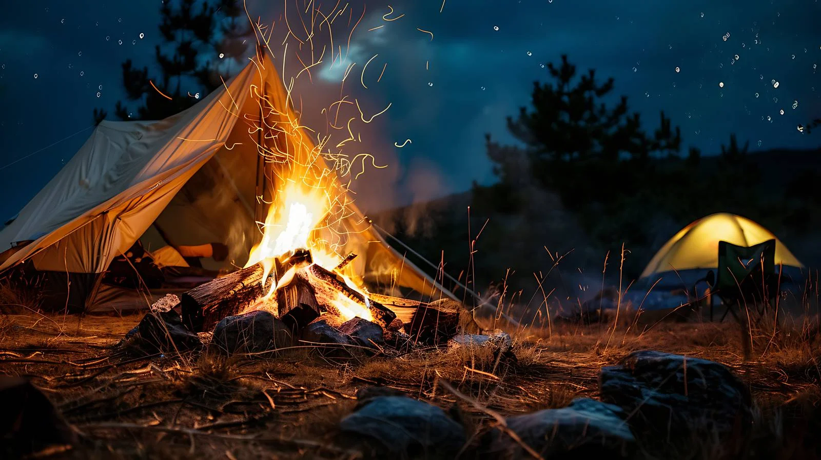 Night Camping Scene with Campfire — free download from Dotvec