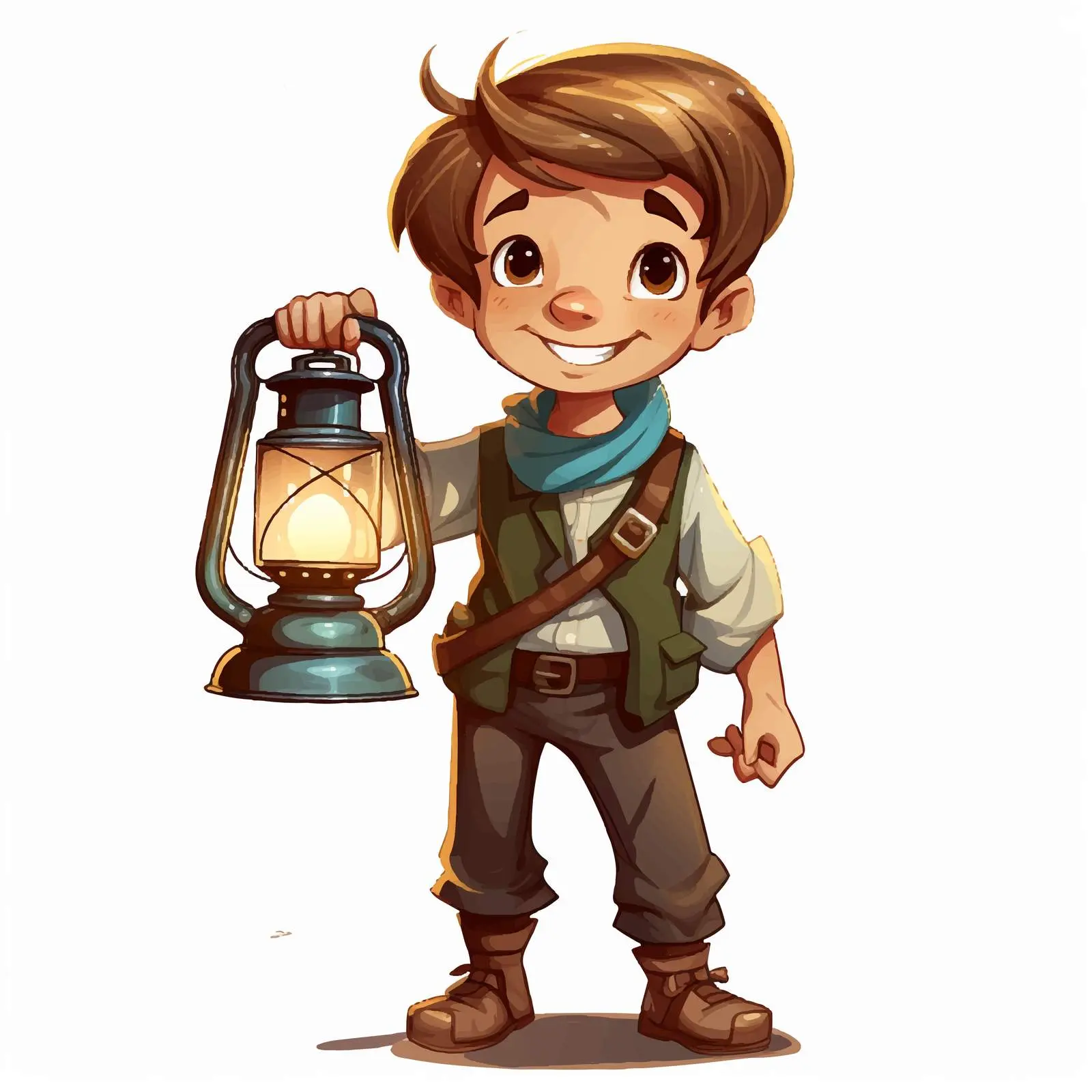 Camping Boy with Oil Lamp Illustration — free download from Dotvec