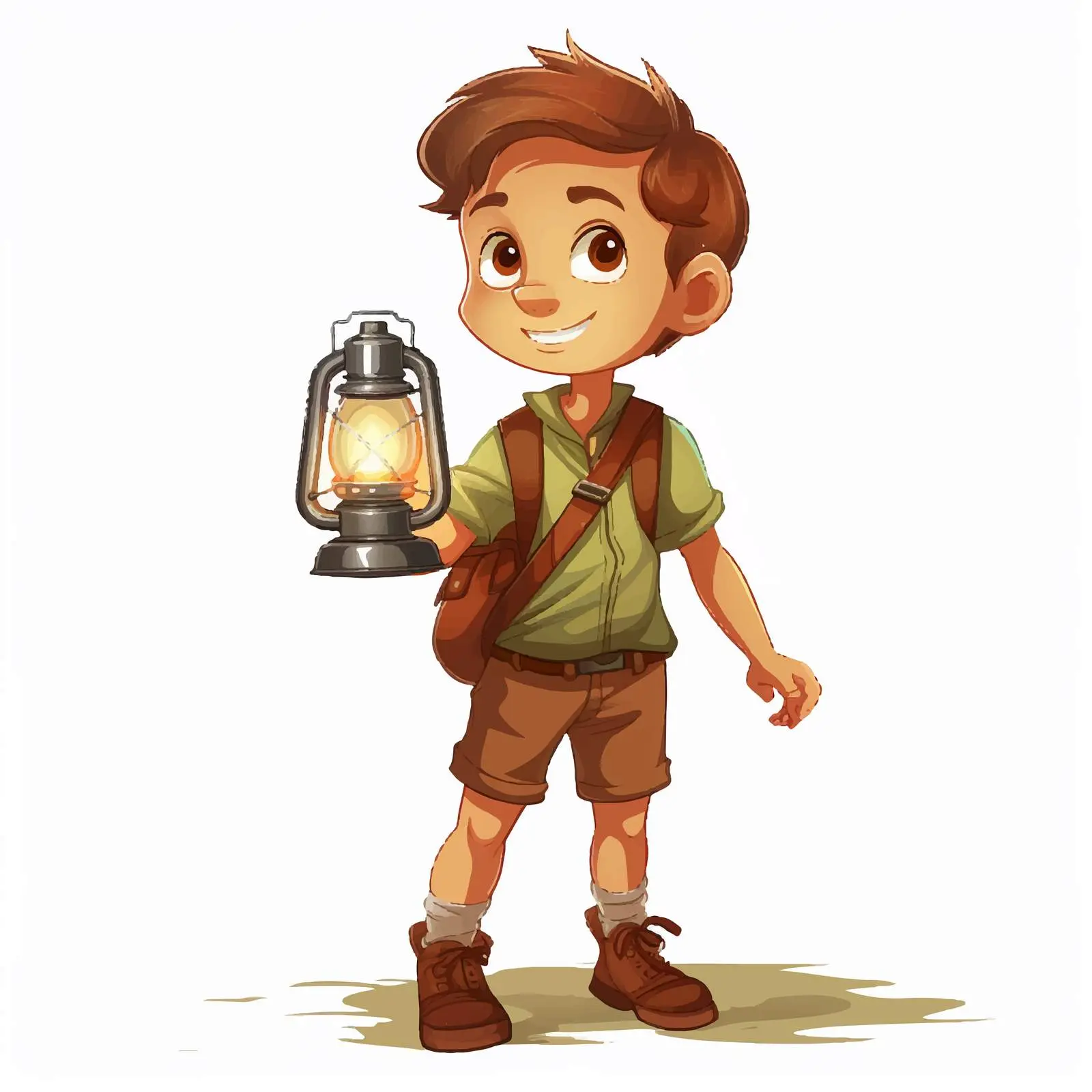 Camping Boy with Oil Lamp Vector Illustration — free download from Dotvec