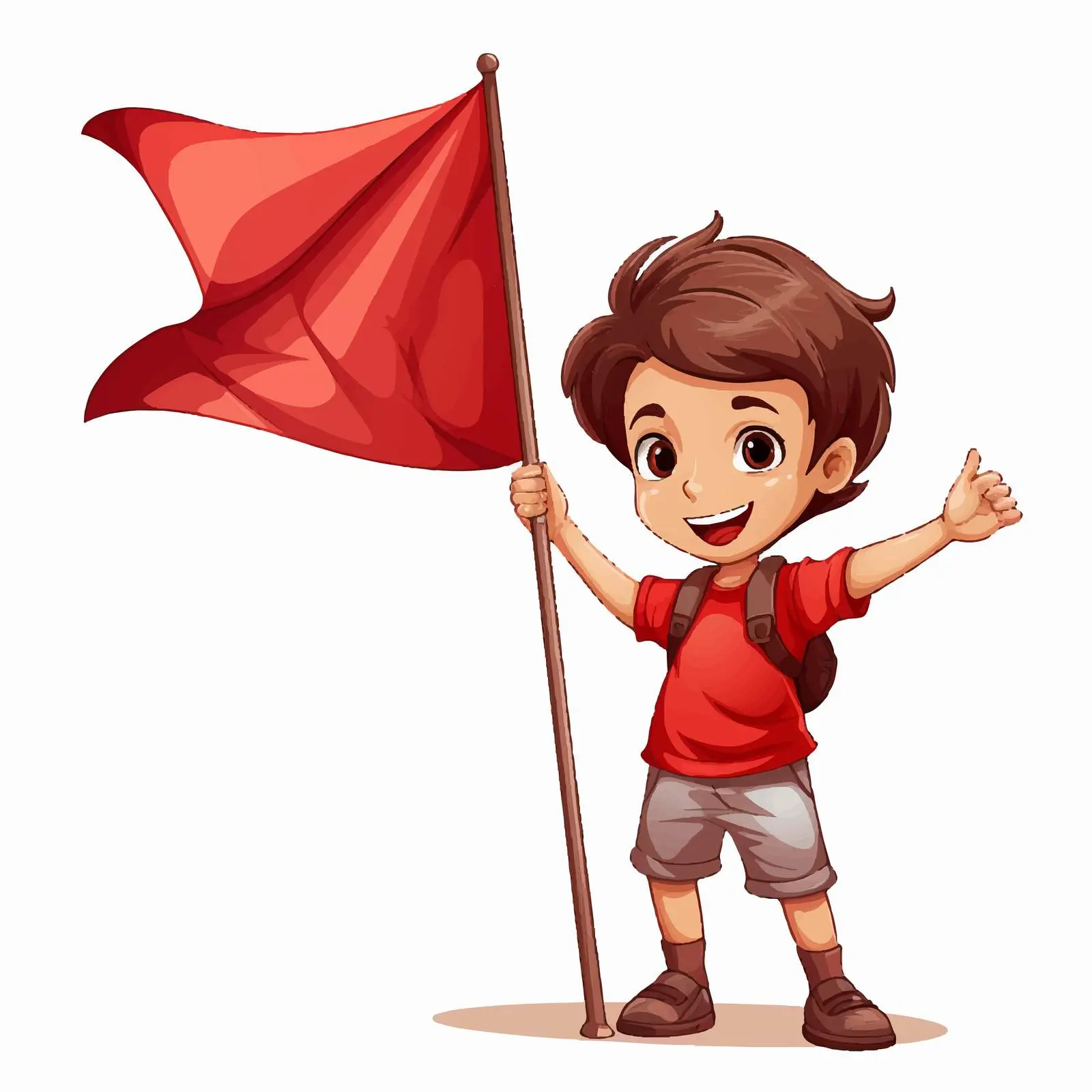 Camping Boy with Red Flag Illustration — free download from Dotvec