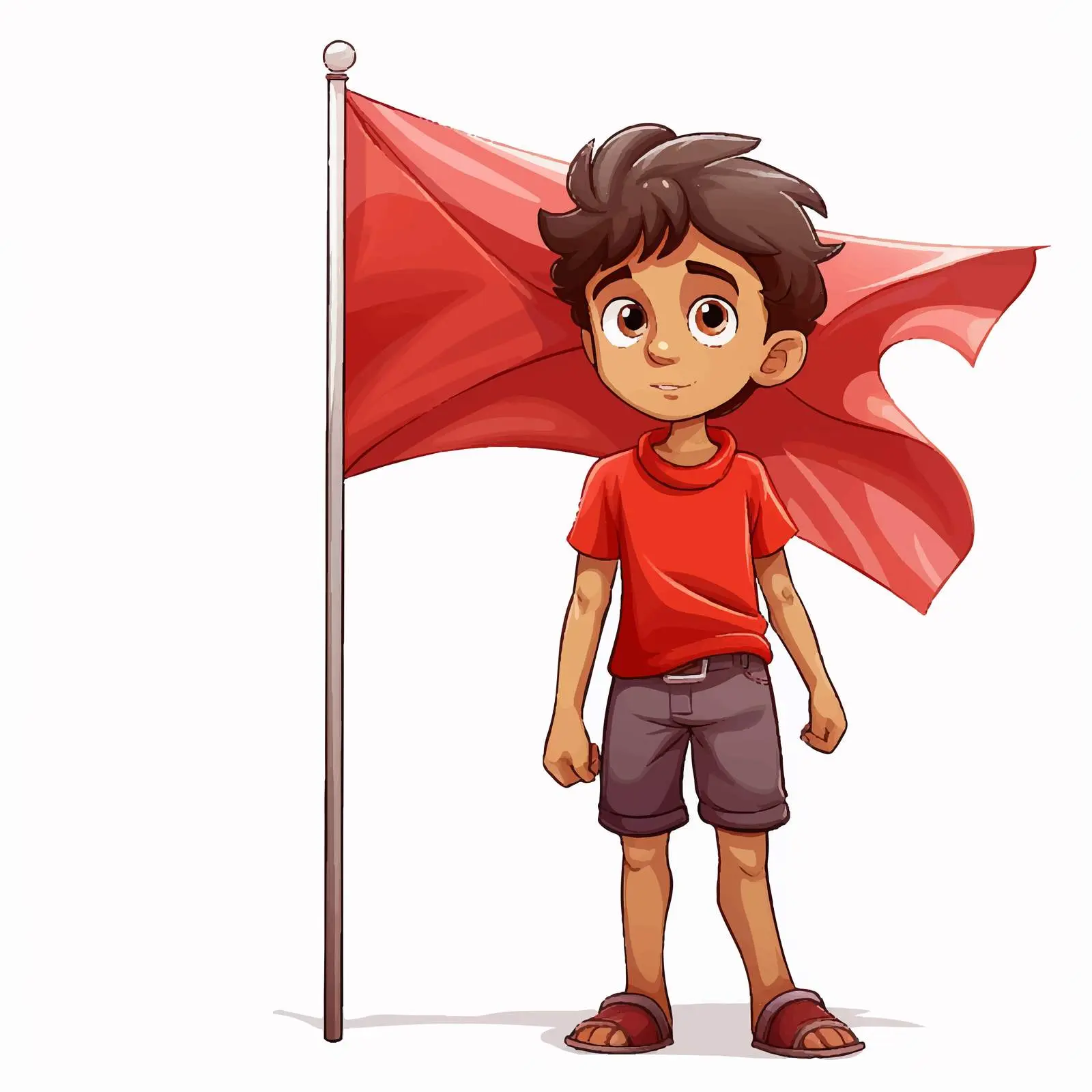 Camping Boy with Red Flag Illustration — free download from Dotvec