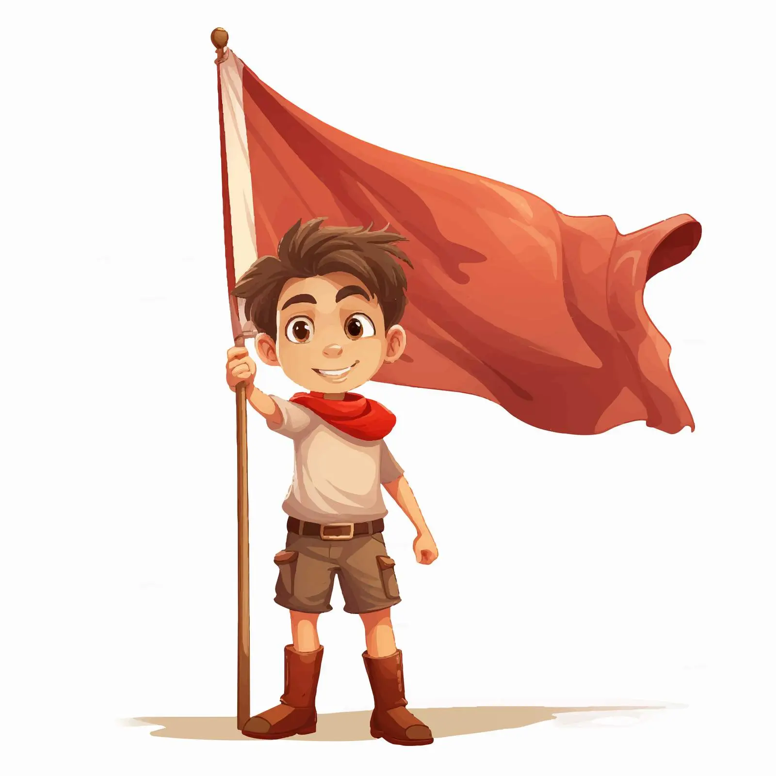 Camping Boy with Red Flag Illustration — free download from Dotvec