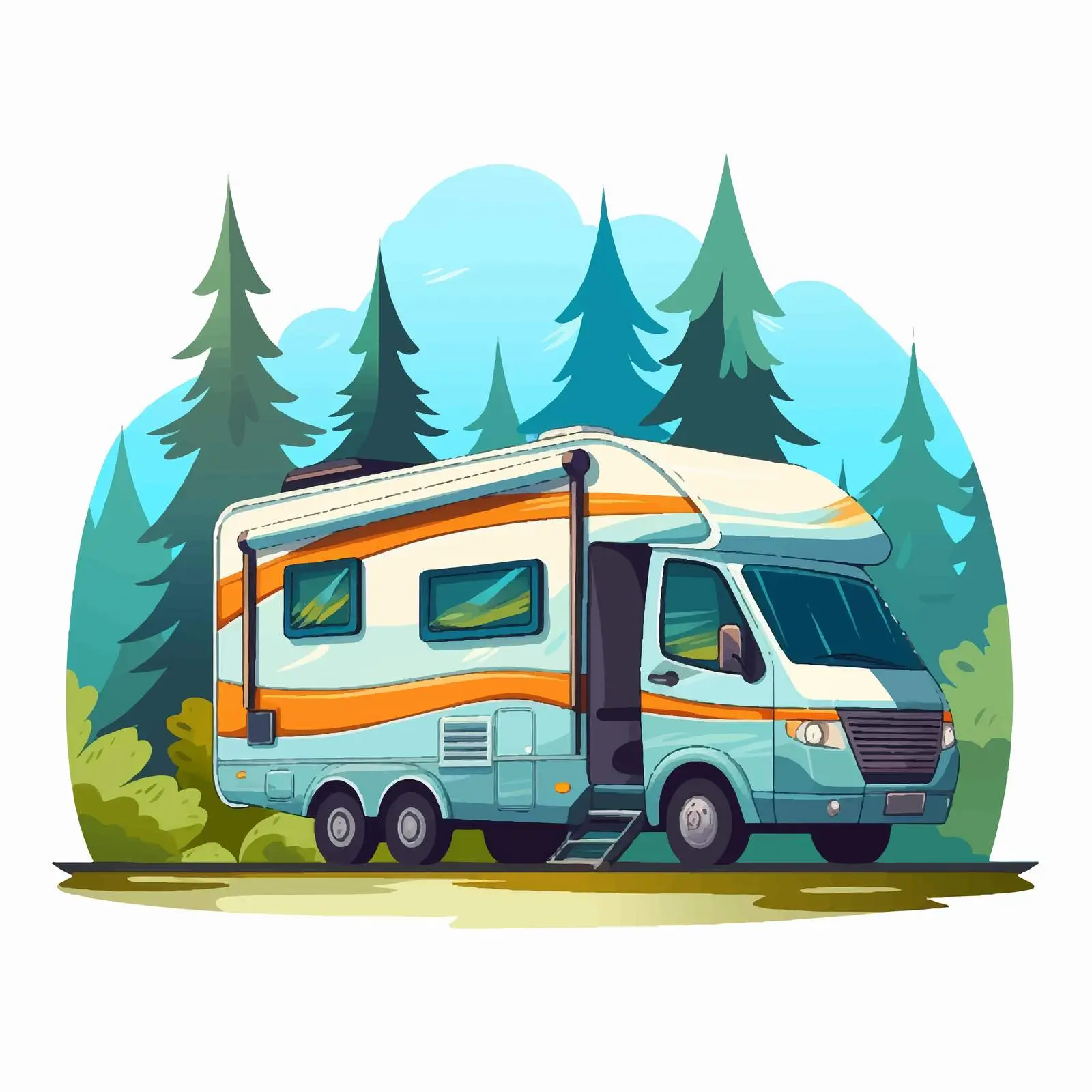 Recreational Vehicle Travel with Camping Tent — free download from Dotvec