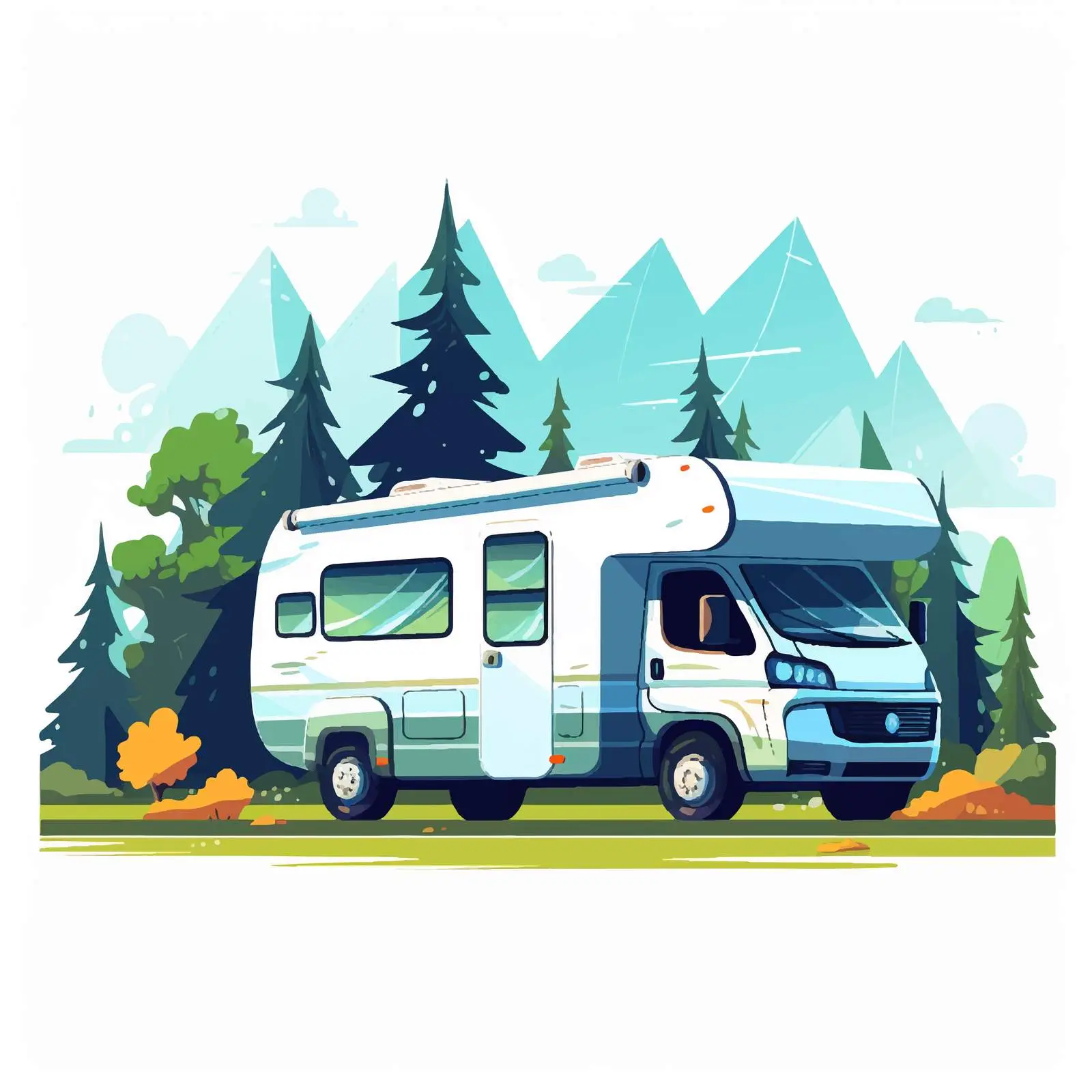 RV Motorhome with Tent for Camping Travel — free download from Dotvec