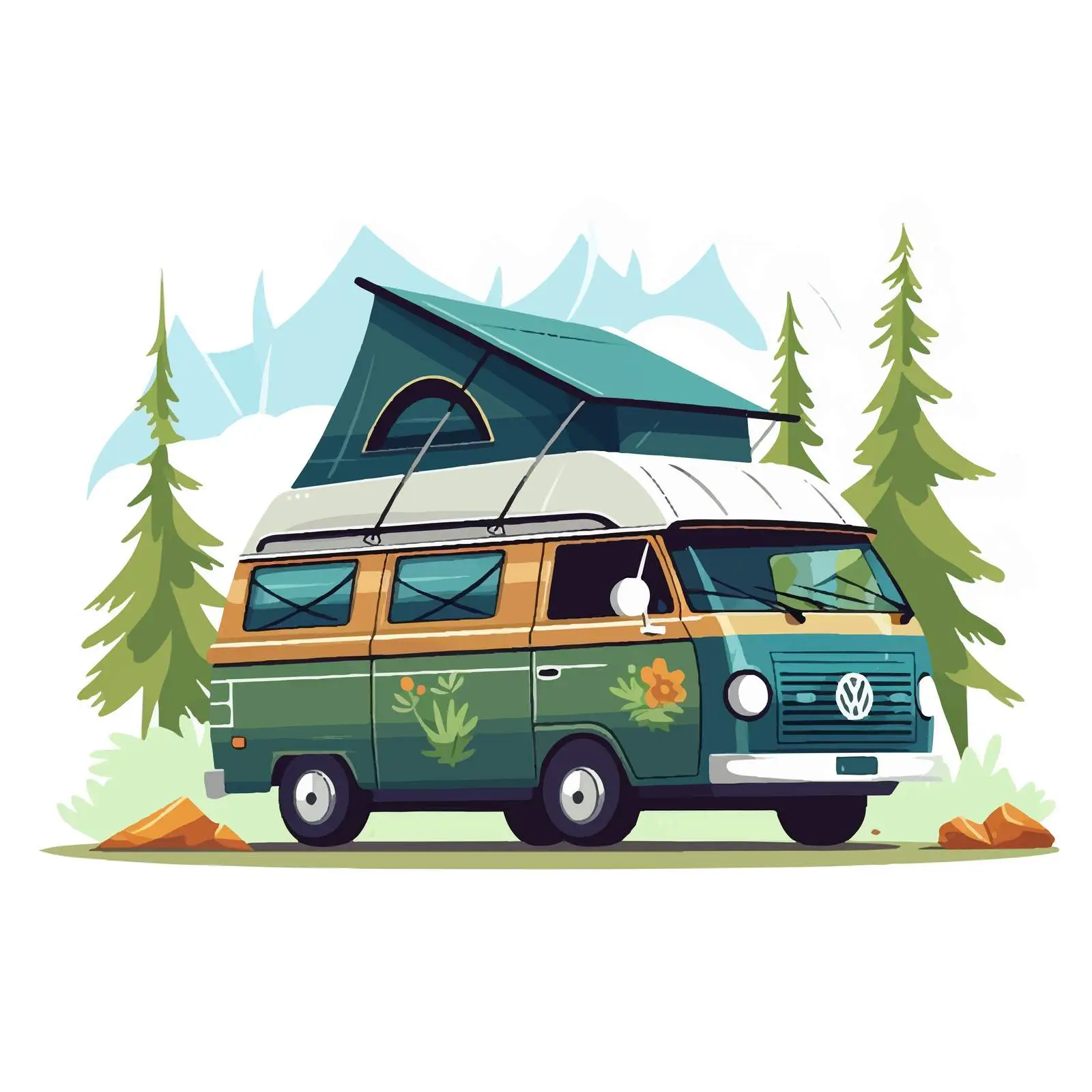 RV Motorhome and Tent Camping Travel Vector — free download from Dotvec