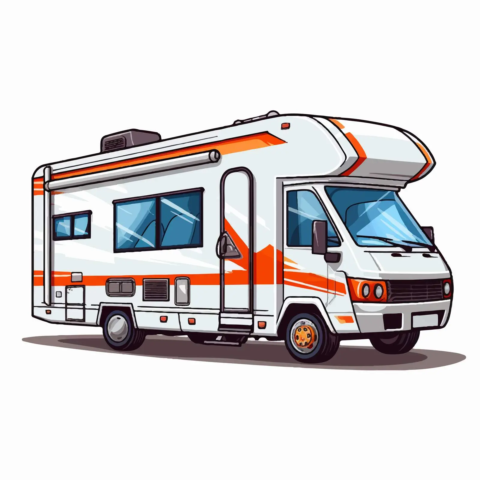 Black and White Camping Caravan Motorhome Vector — free download from Dotvec