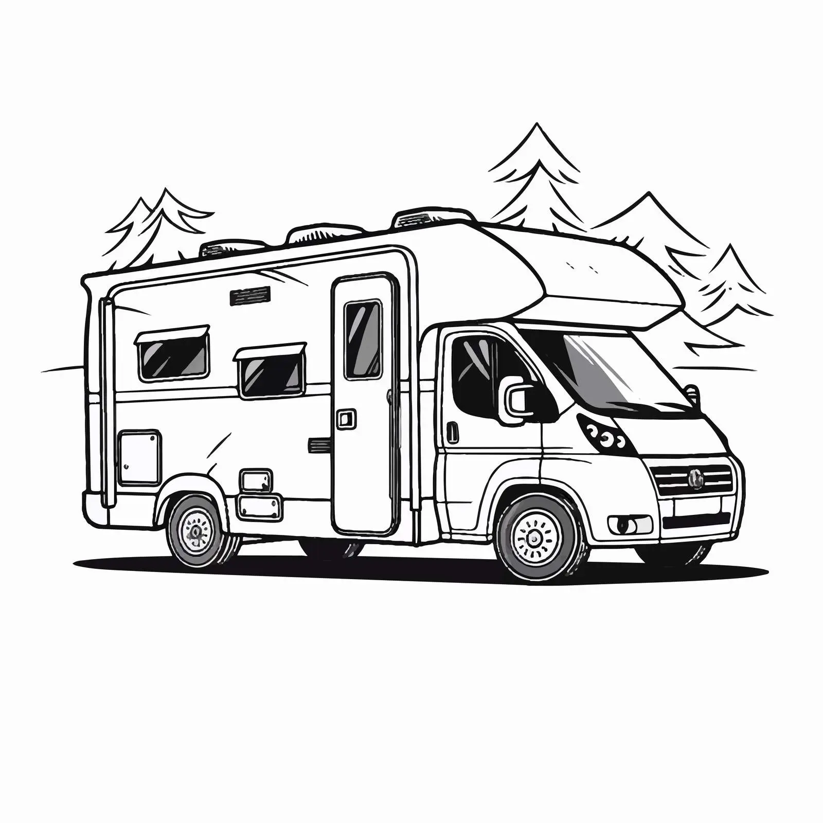 Stylish Black and White Motorhome Vector Art — free download from Dotvec