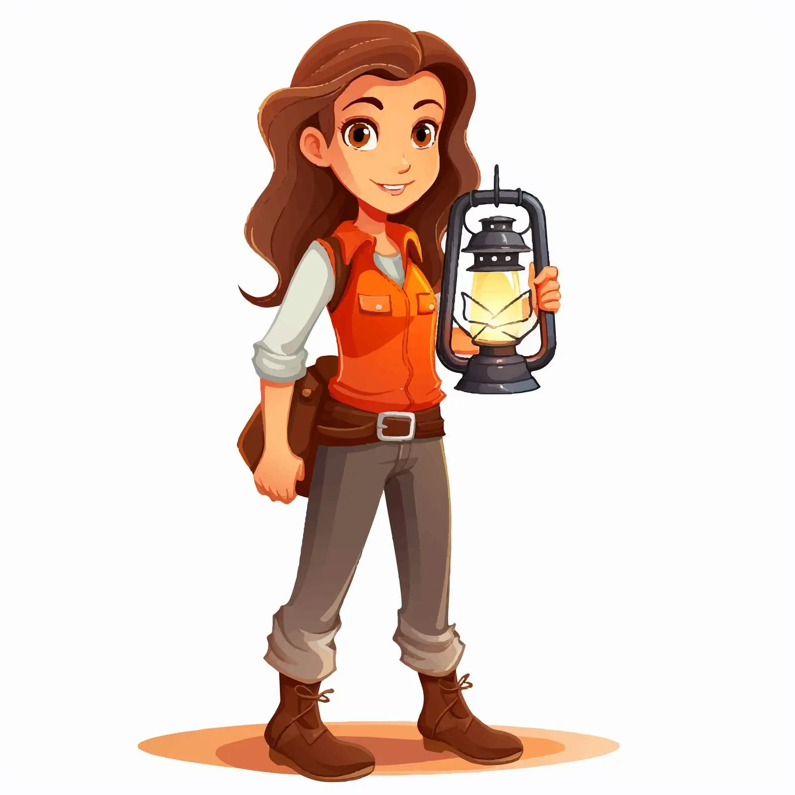 Camping Girl with Gas Lantern Vector Illustration — free download from Dotvec