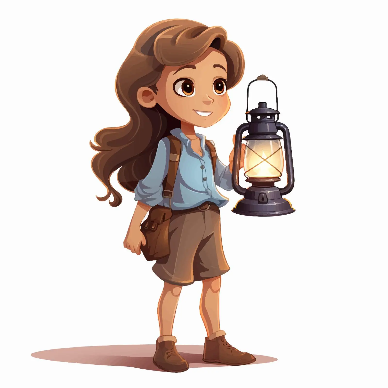Camping Girl Holding Gas Lantern Vector Illustration — free download from Dotvec