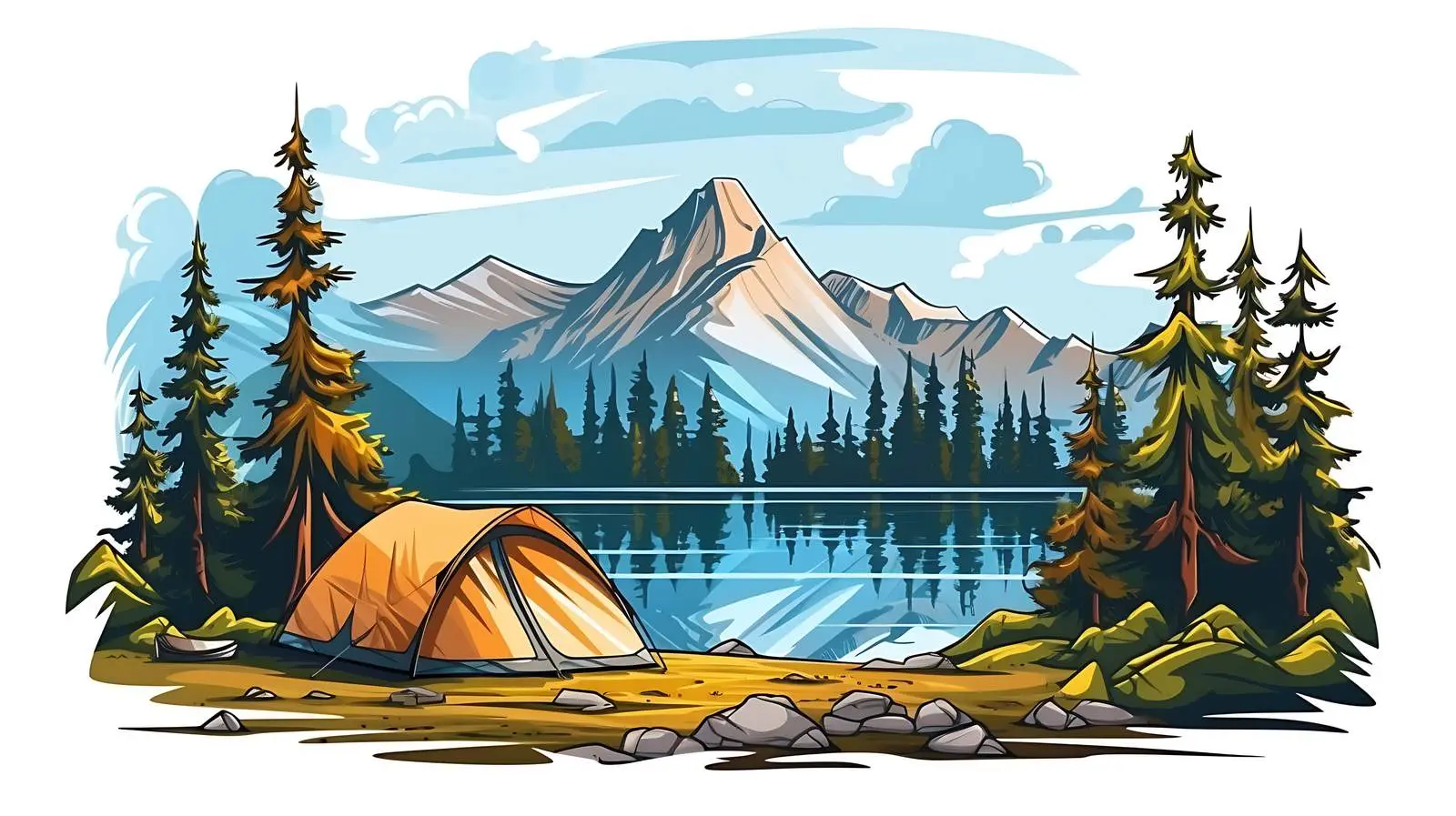 Camping Journey in Forest Mountain Lake — free download from Dotvec