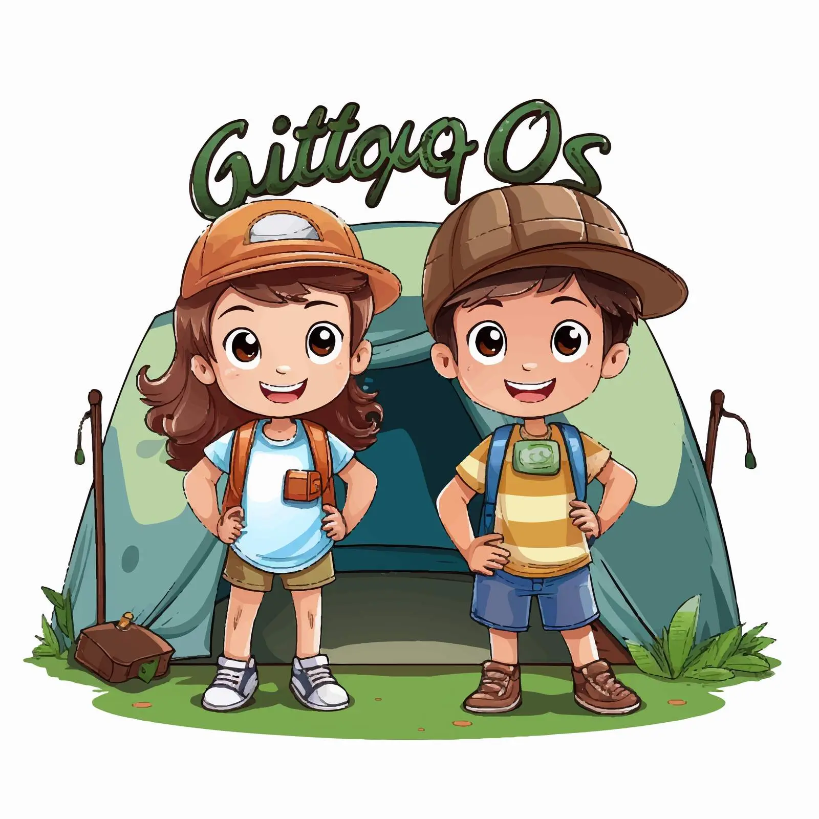 Kids Camping Adventure Vector Illustration — free download from Dotvec