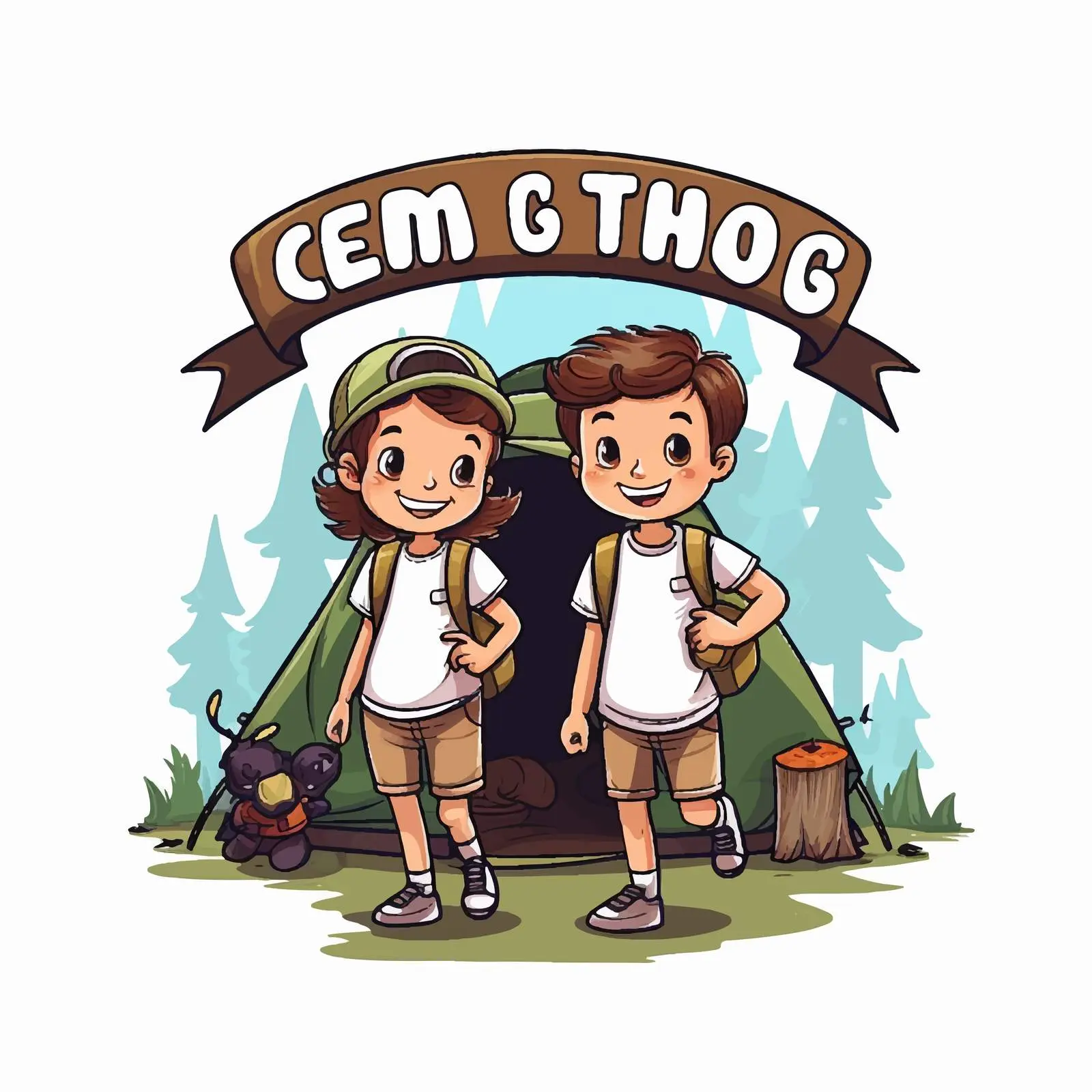 Let's Go Camping Kids Vector Design – free ties image from Dotvec
