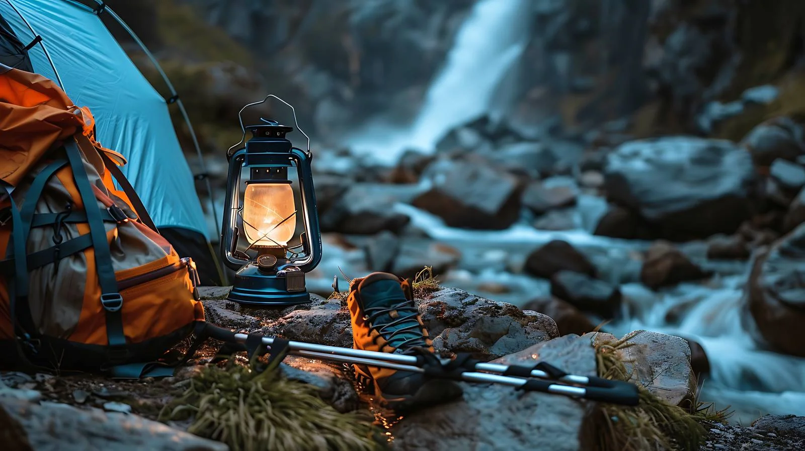 Camping Lantern Hanging on Poles — free download from Dotvec