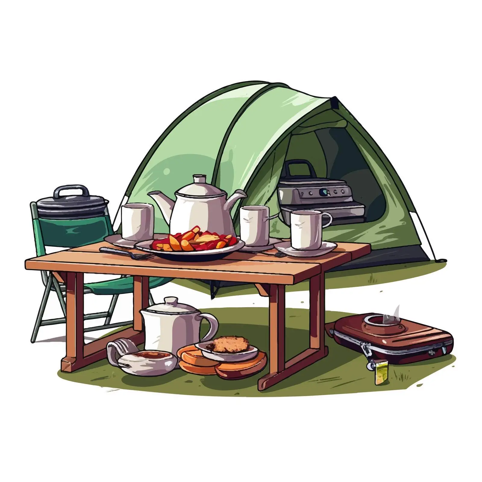 Portable Camping Dining Table Setup — free download from Dotvec