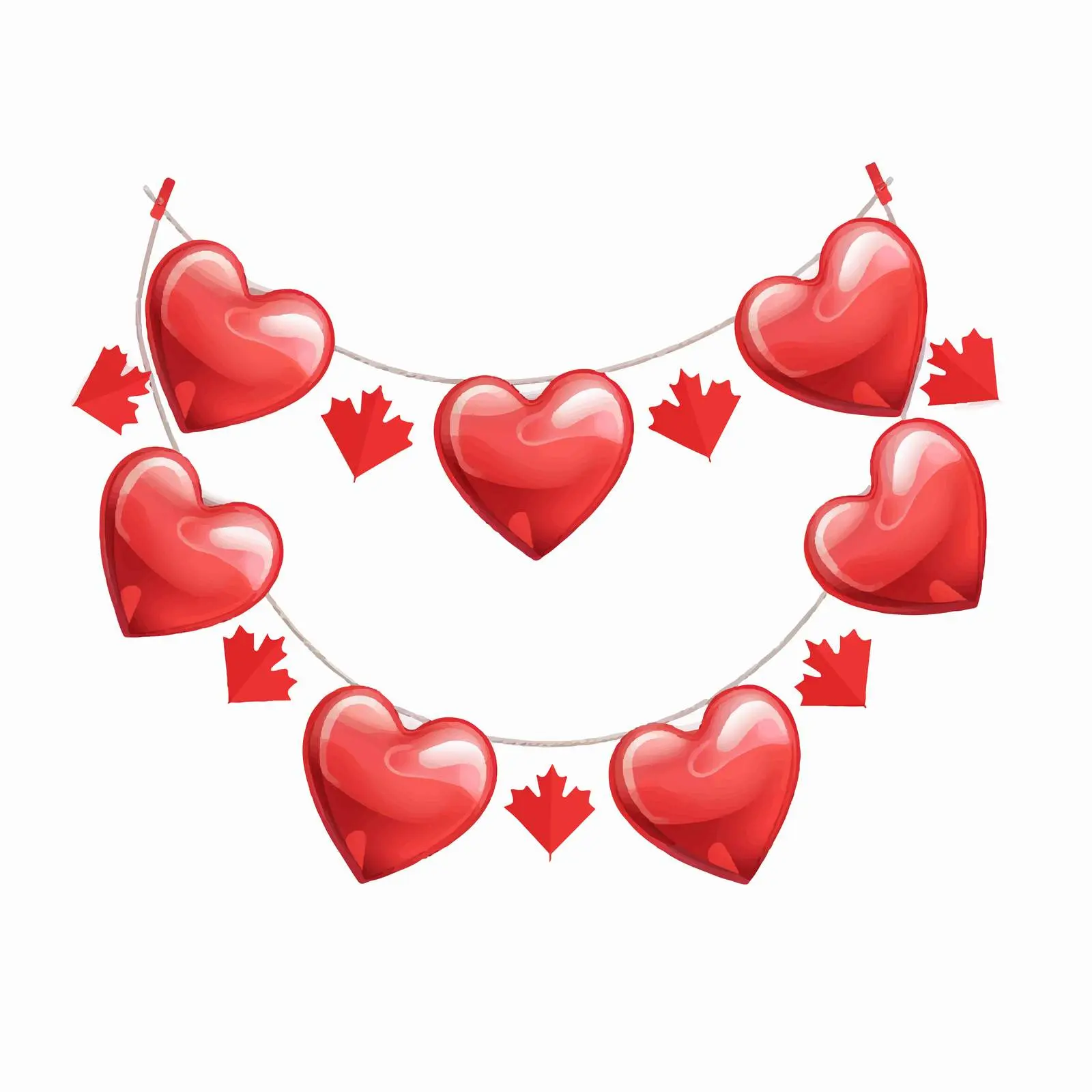 Canadian Flag Garlands with Heart Shapes Vector — free download from Dotvec