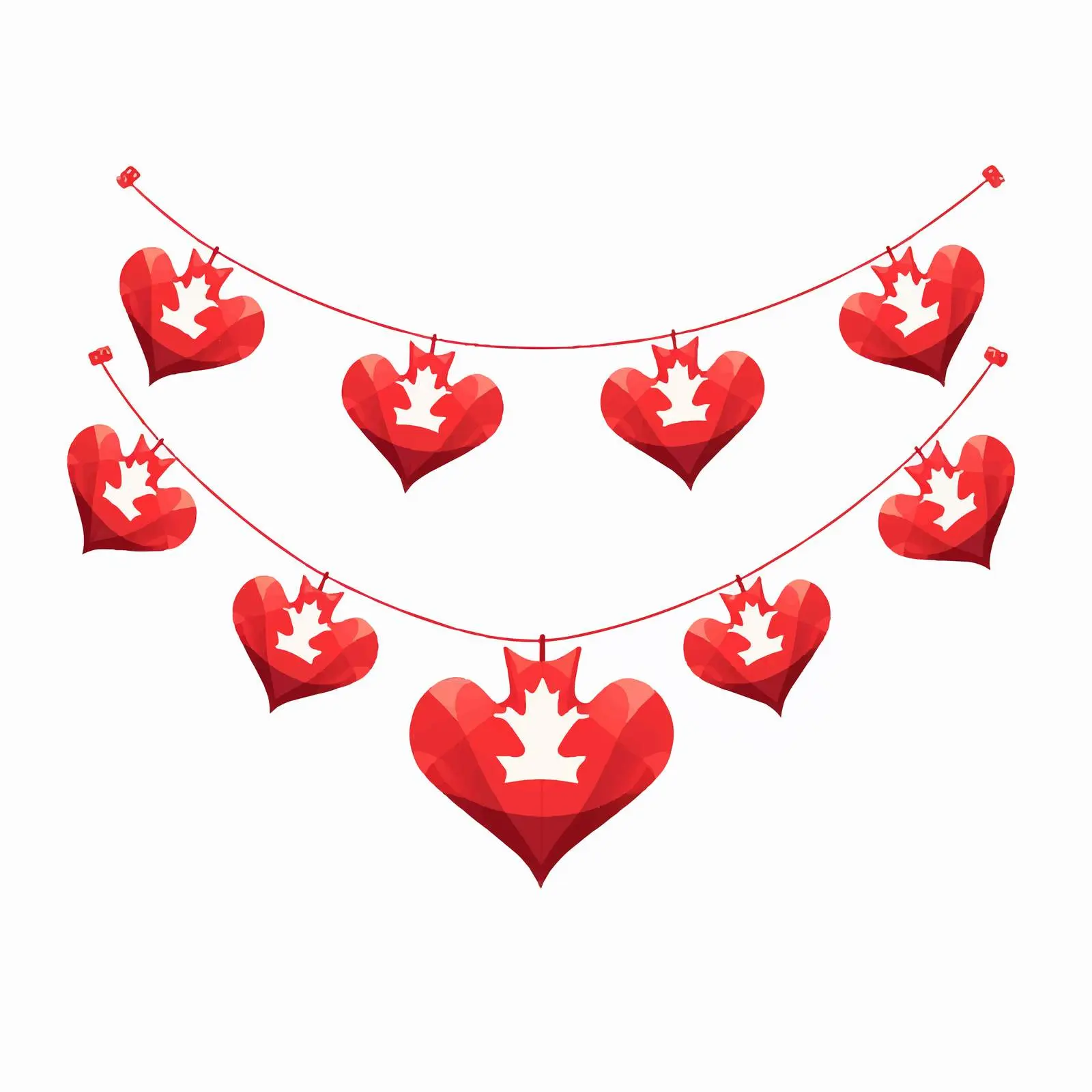 Canadian Flag Garlands with Heart Shape Design — free download from Dotvec