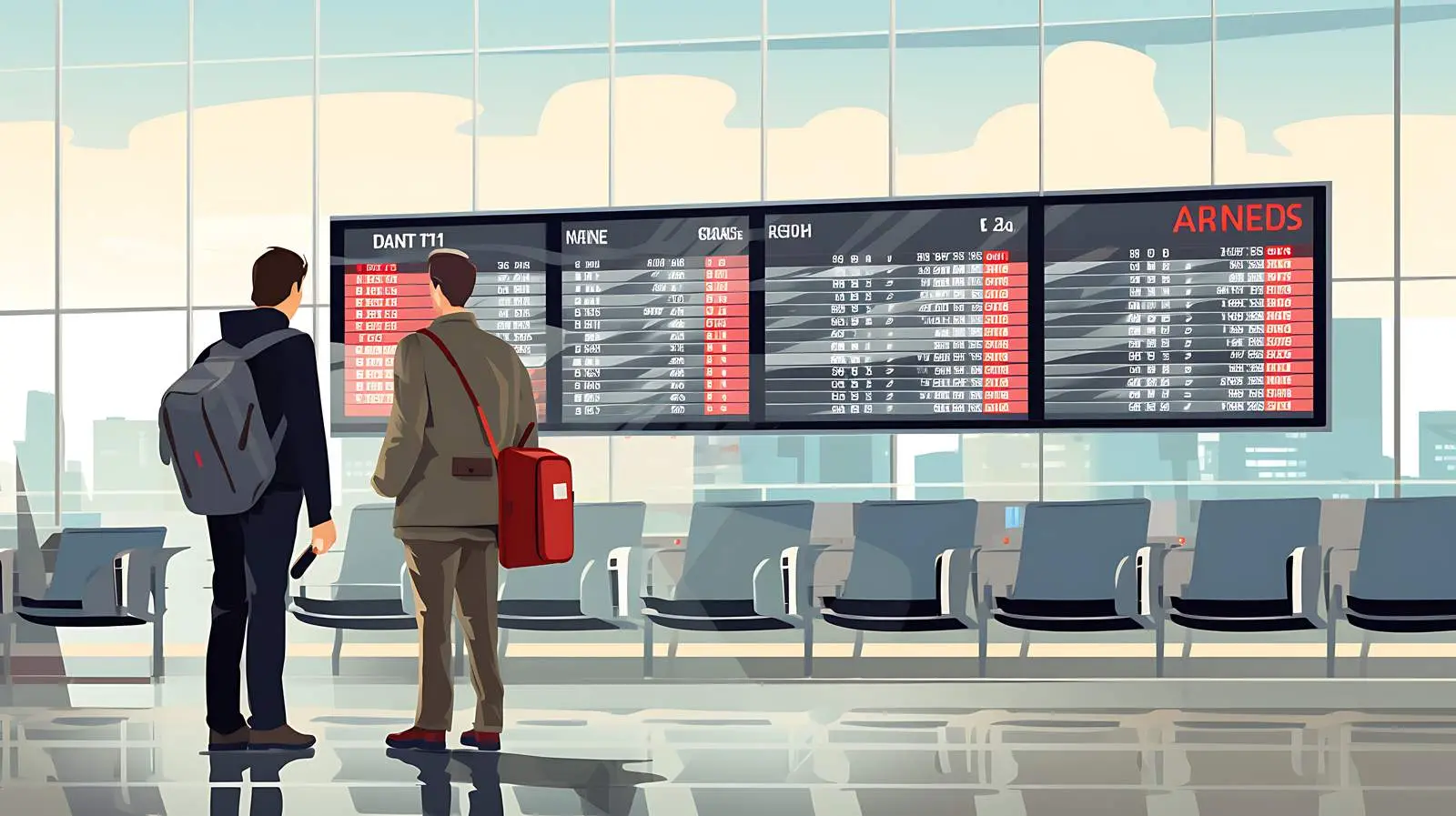 Frustrated Travelers' Canceled Flights Scene — free download from Dotvec