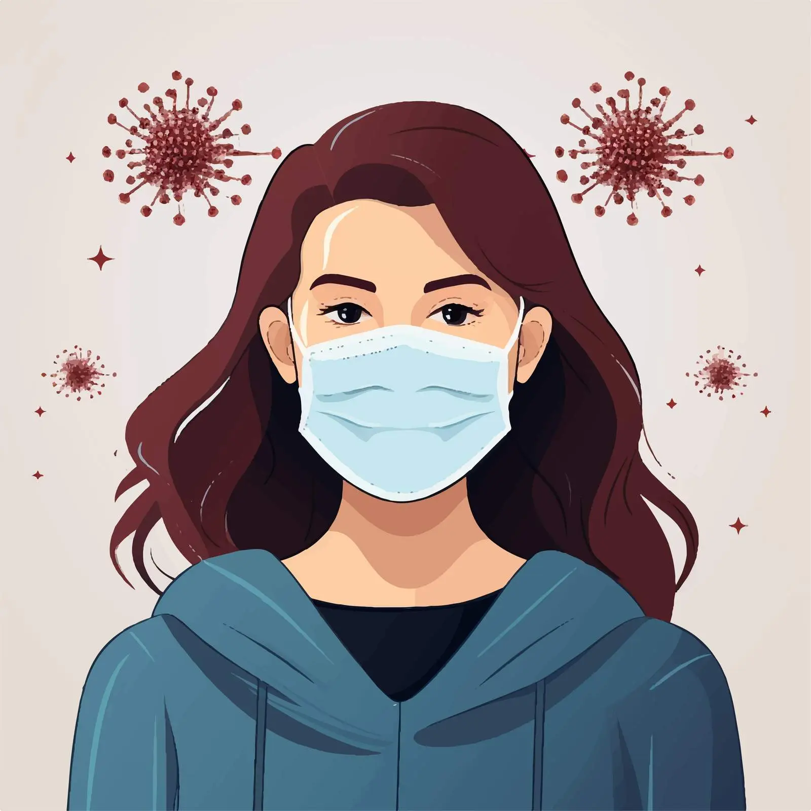 Girl in Medical Mask Vector Design — free download from Dotvec