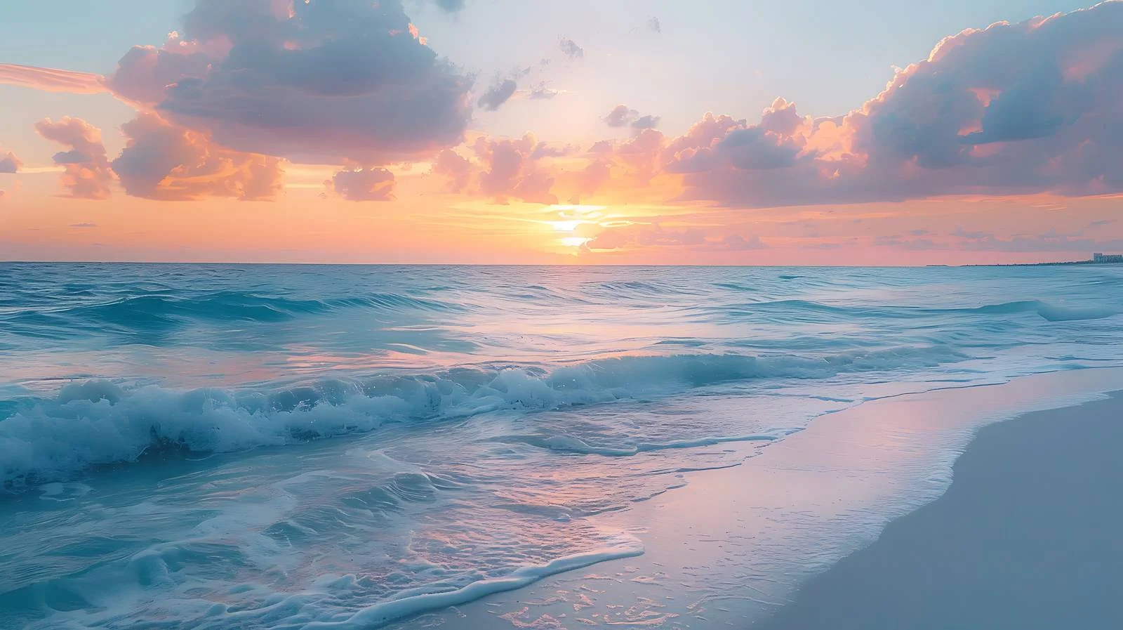 Serene Cancun Beach Sunrise on White — free download from Dotvec