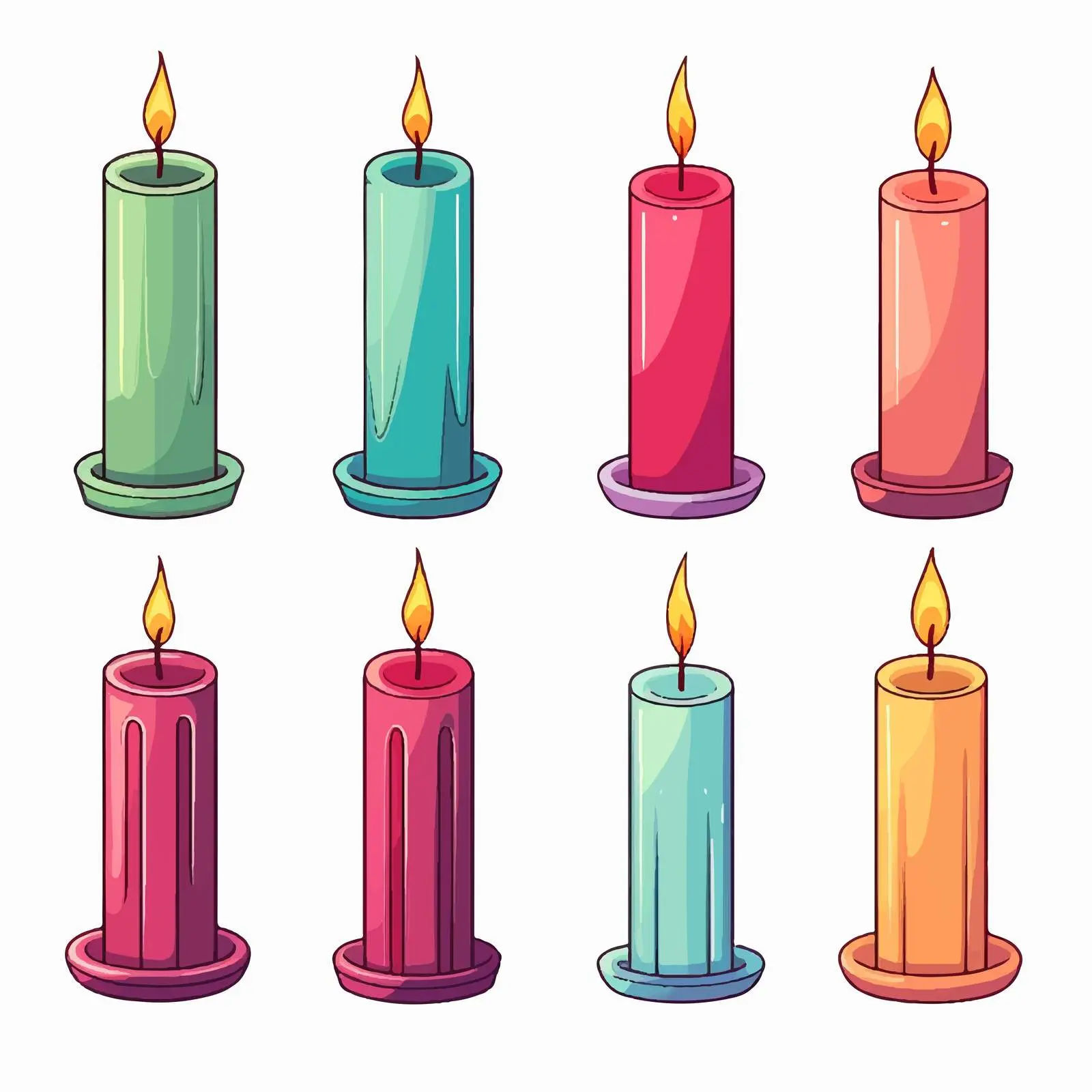 Colorful Candle Line Vector Illustration on White Background — free download from Dotvec