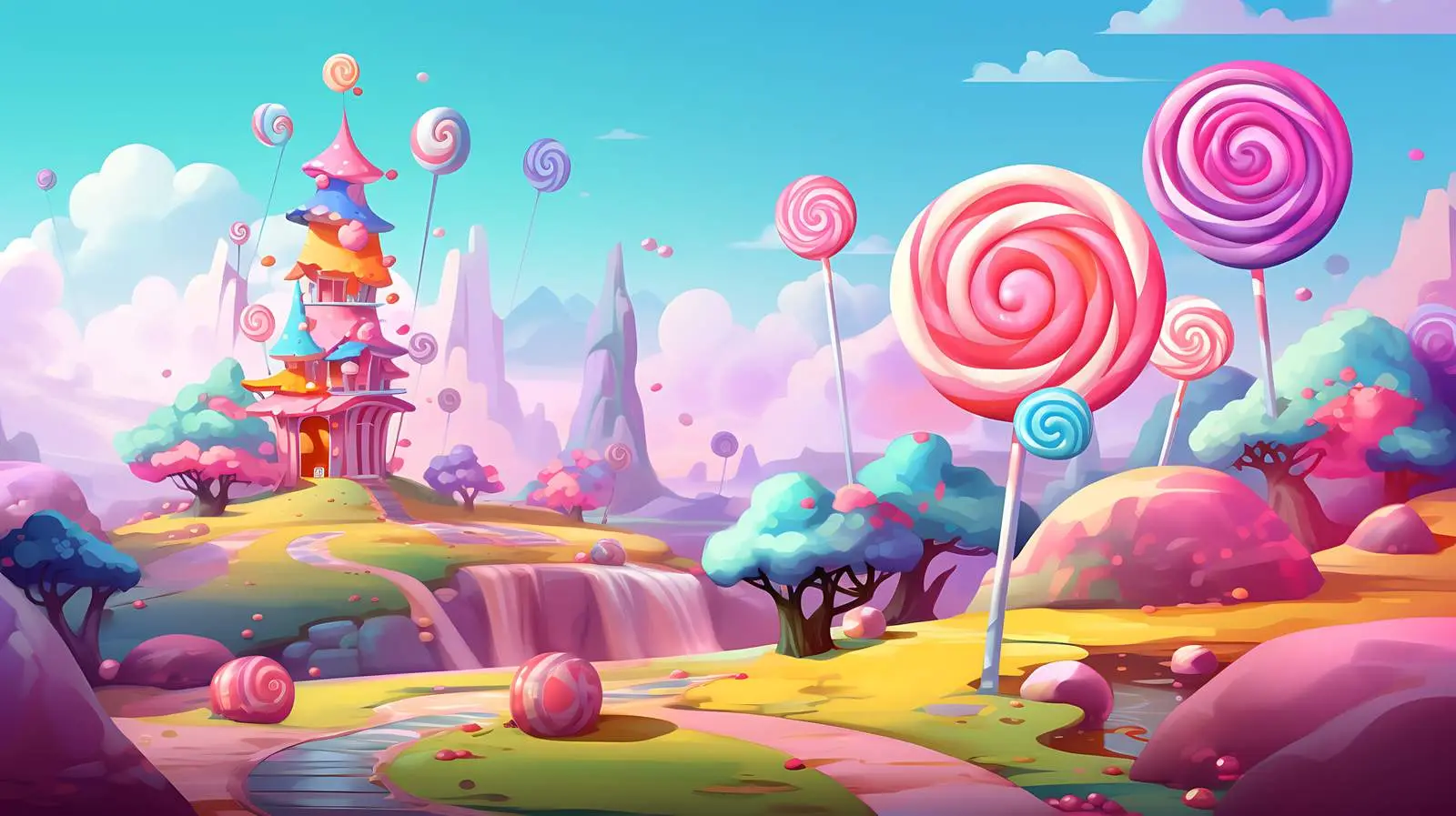 Sweet Candy Planet Fantasy Landscape — free download from Dotvec
