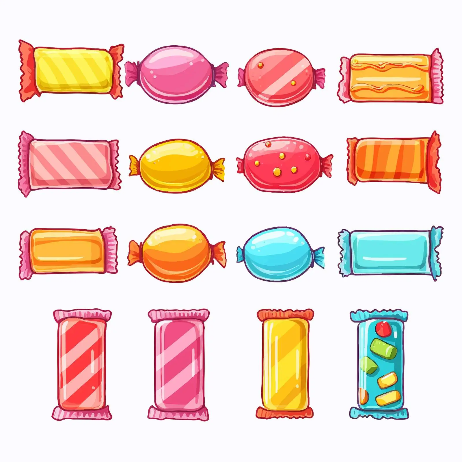 Minimalist Candy Wrapper Line Art Illustration – free outline drawing image from Dotvec