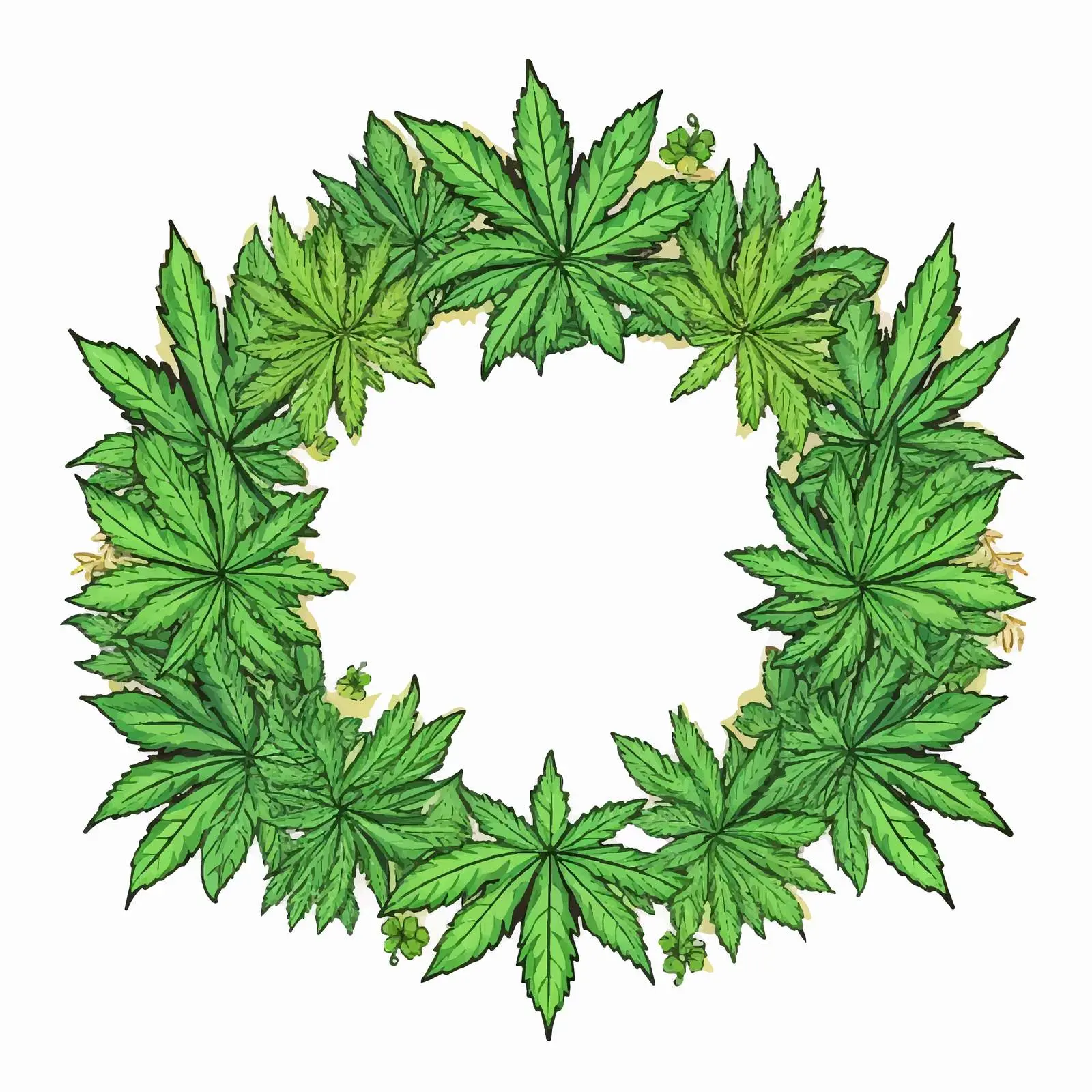 Fresh Cannabis Leaves Decorative Vector Frame — free download from Dotvec