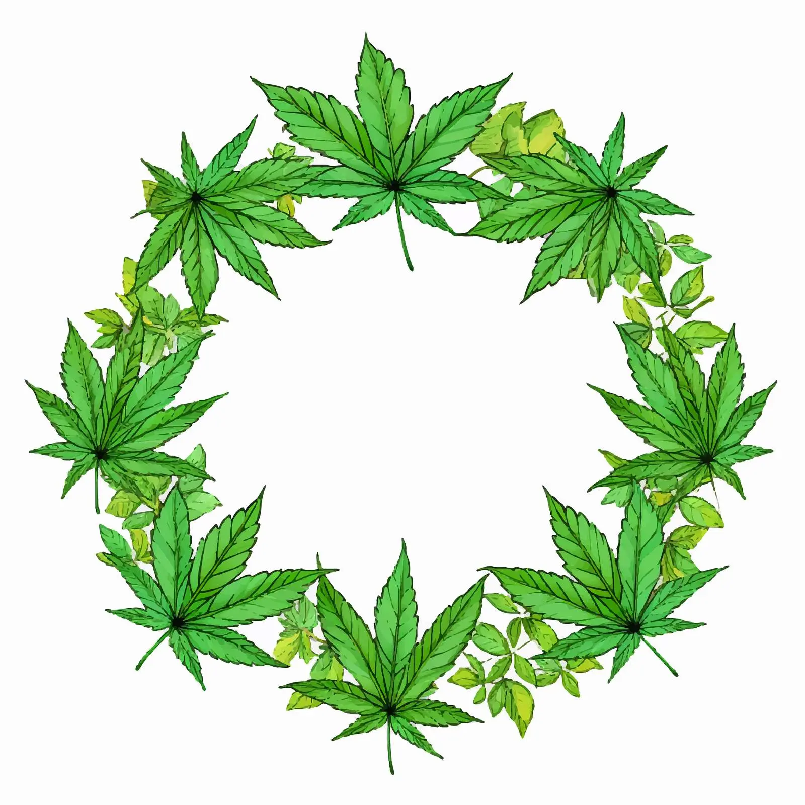 Fresh Cannabis Leaves Vector Frame for Design — free download from Dotvec