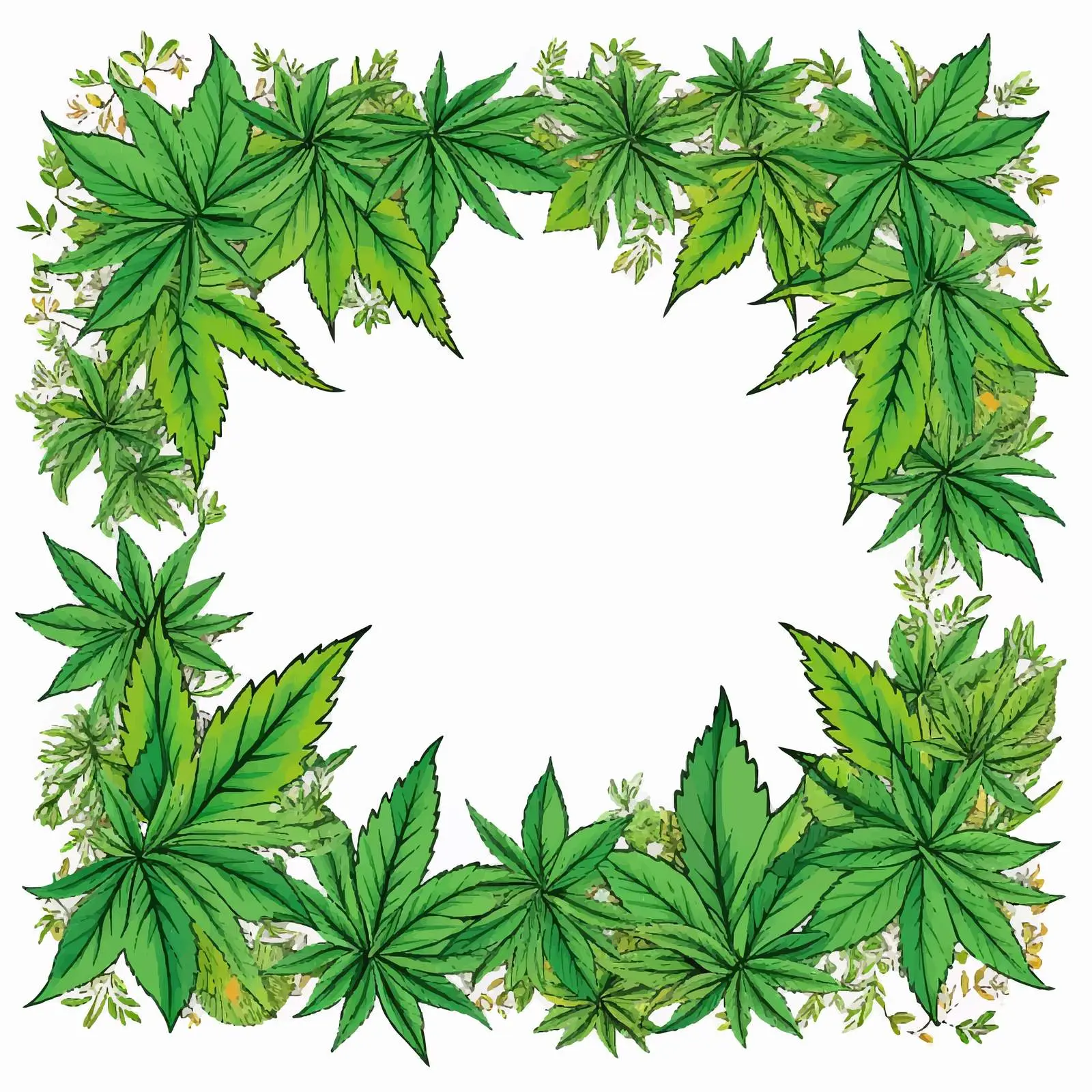 Cannabis Green Leaves Framework Poster Template – free plant graphics image from Dotvec