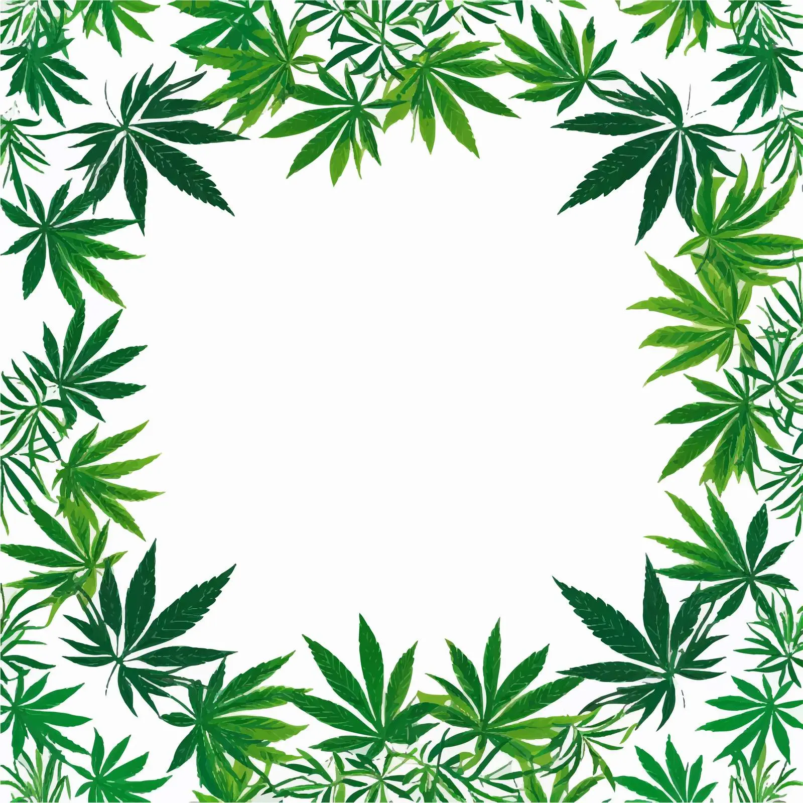 Cannabis Green Leaves Silhouettes Border Design – free cannabis image from Dotvec
