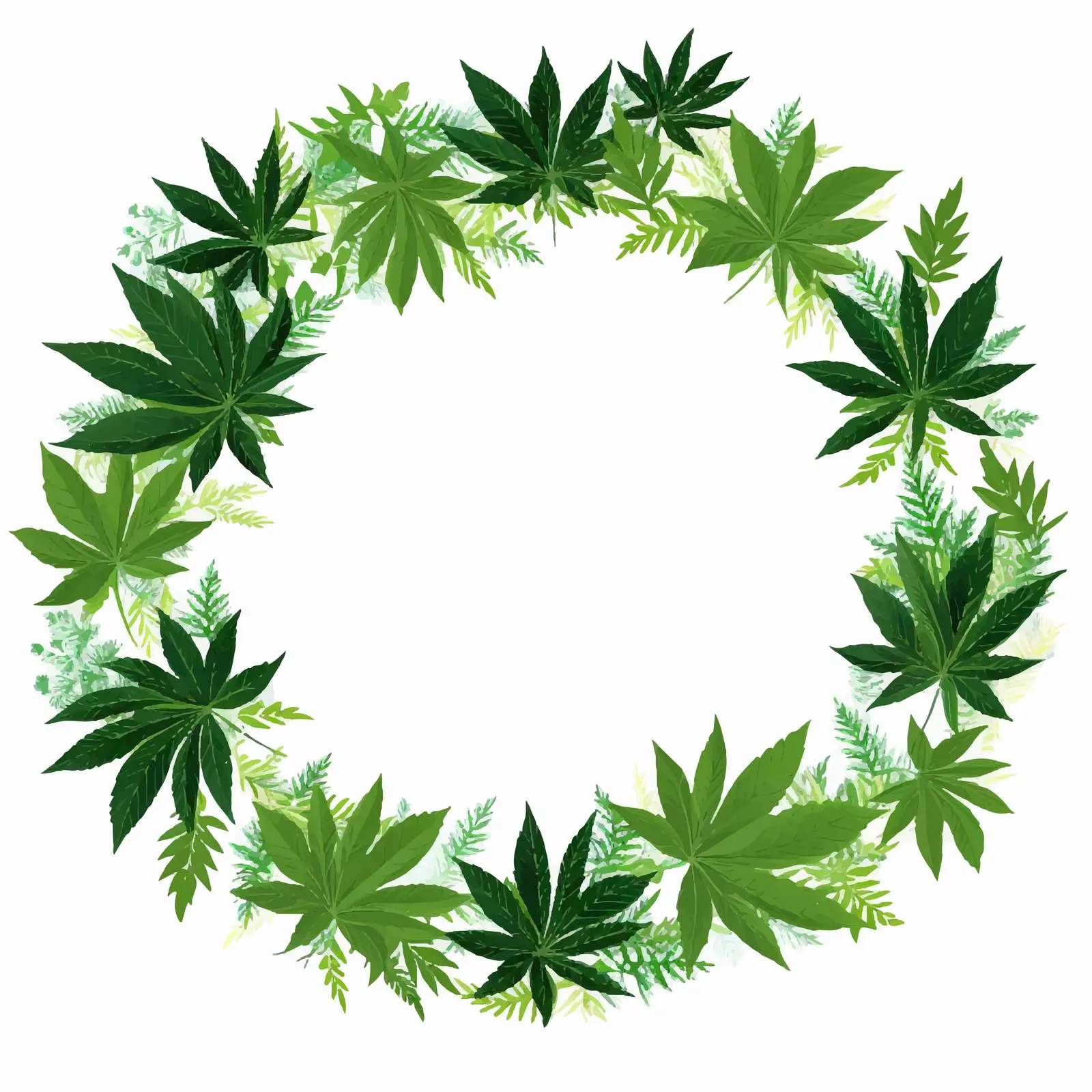 Bright Cannabis Leaves Silhouette Frame Vector Art – free plant graphics image from Dotvec