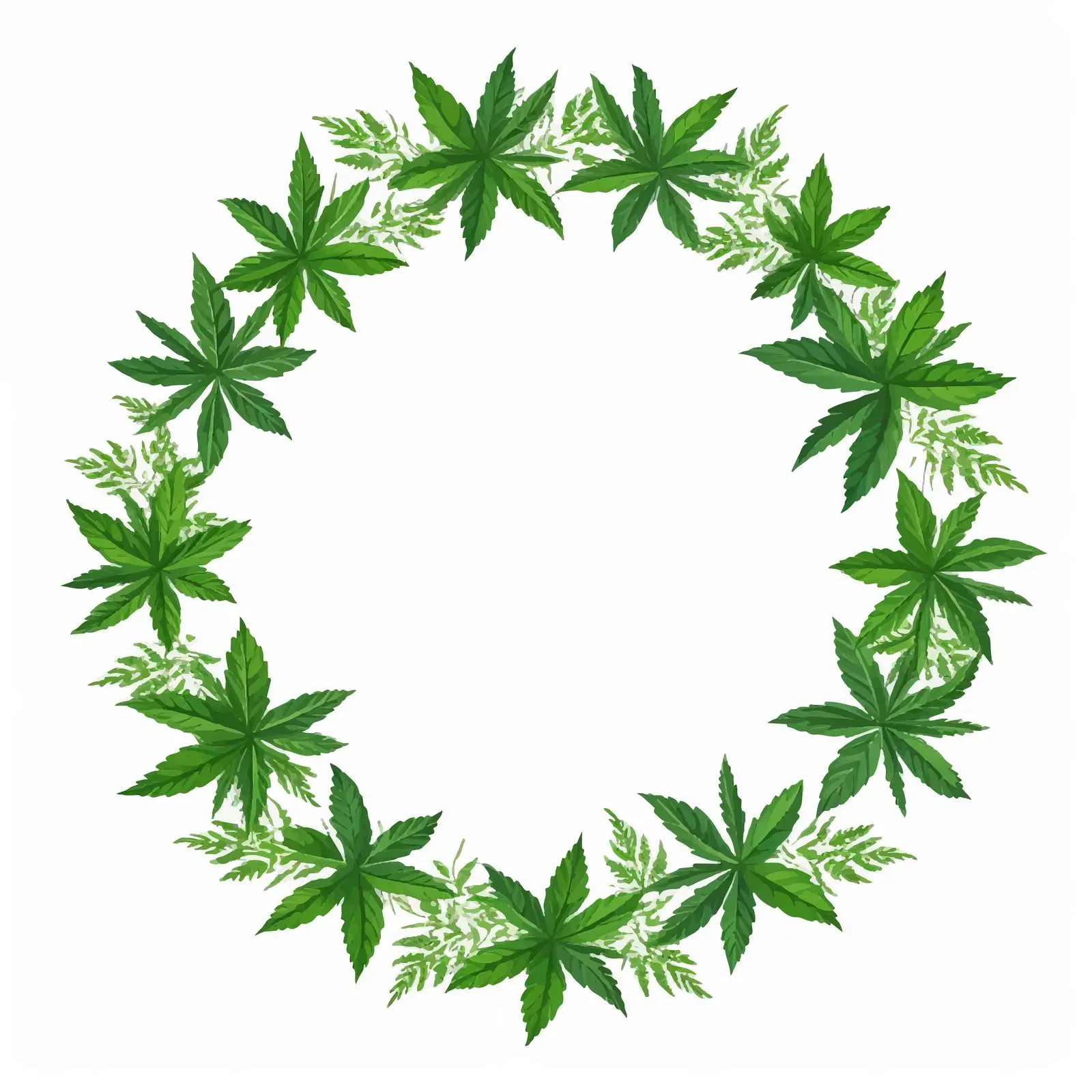 Cannabis Green Leaves Silhouettes Frame Design – free cannabis image from Dotvec