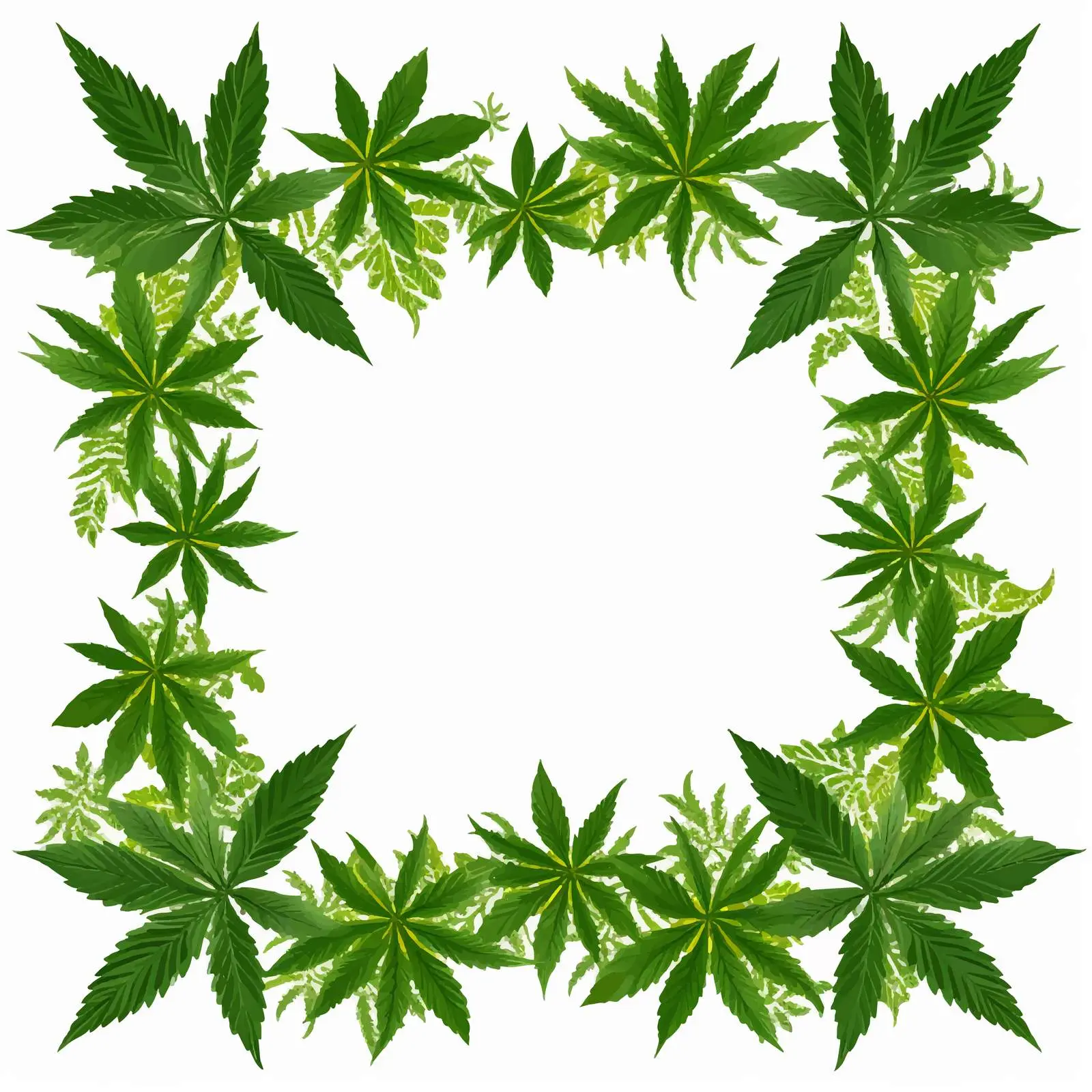 Cannabis Green Leaves Silhouette Frame – free cannabis image from Dotvec