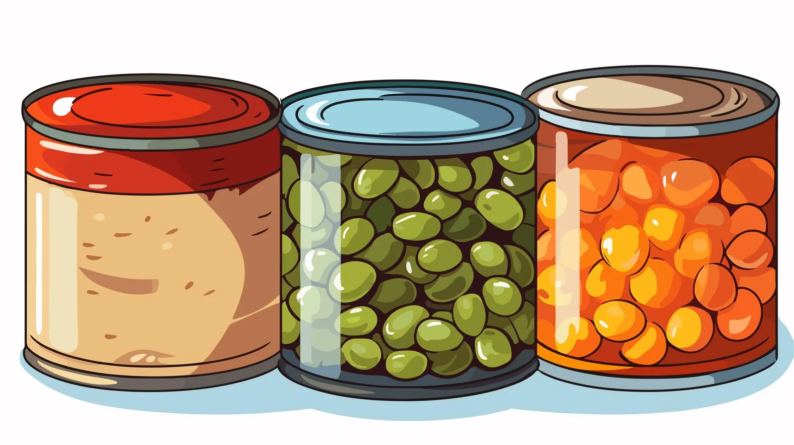 Cartoon Canned Food Stock Illustration — free download from Dotvec
