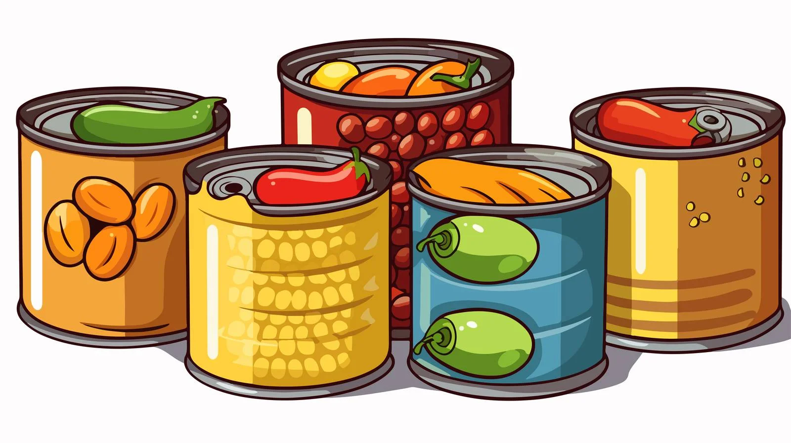 Canned Food Cartoon Vector Illustration — free download from Dotvec