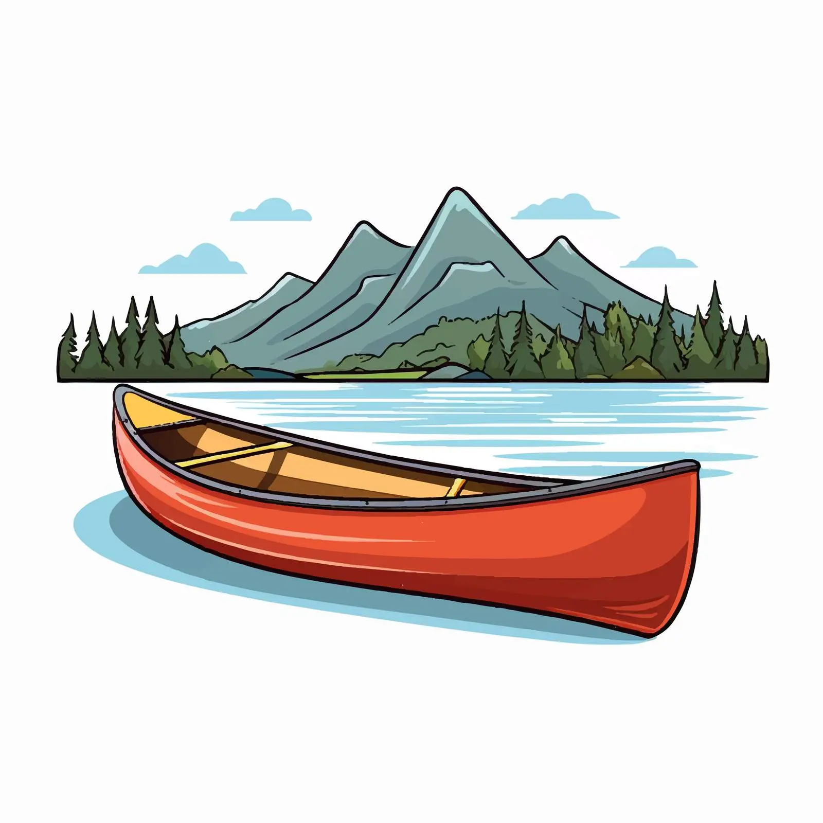 Cartoon Canoe Line Vector Illustration — free download from Dotvec
