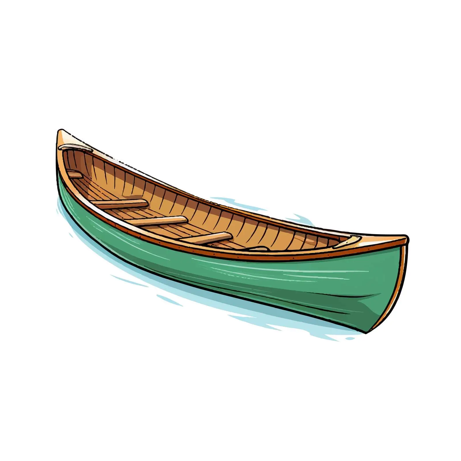 Cartoon Canoe Line Vector Illustration — free download from Dotvec