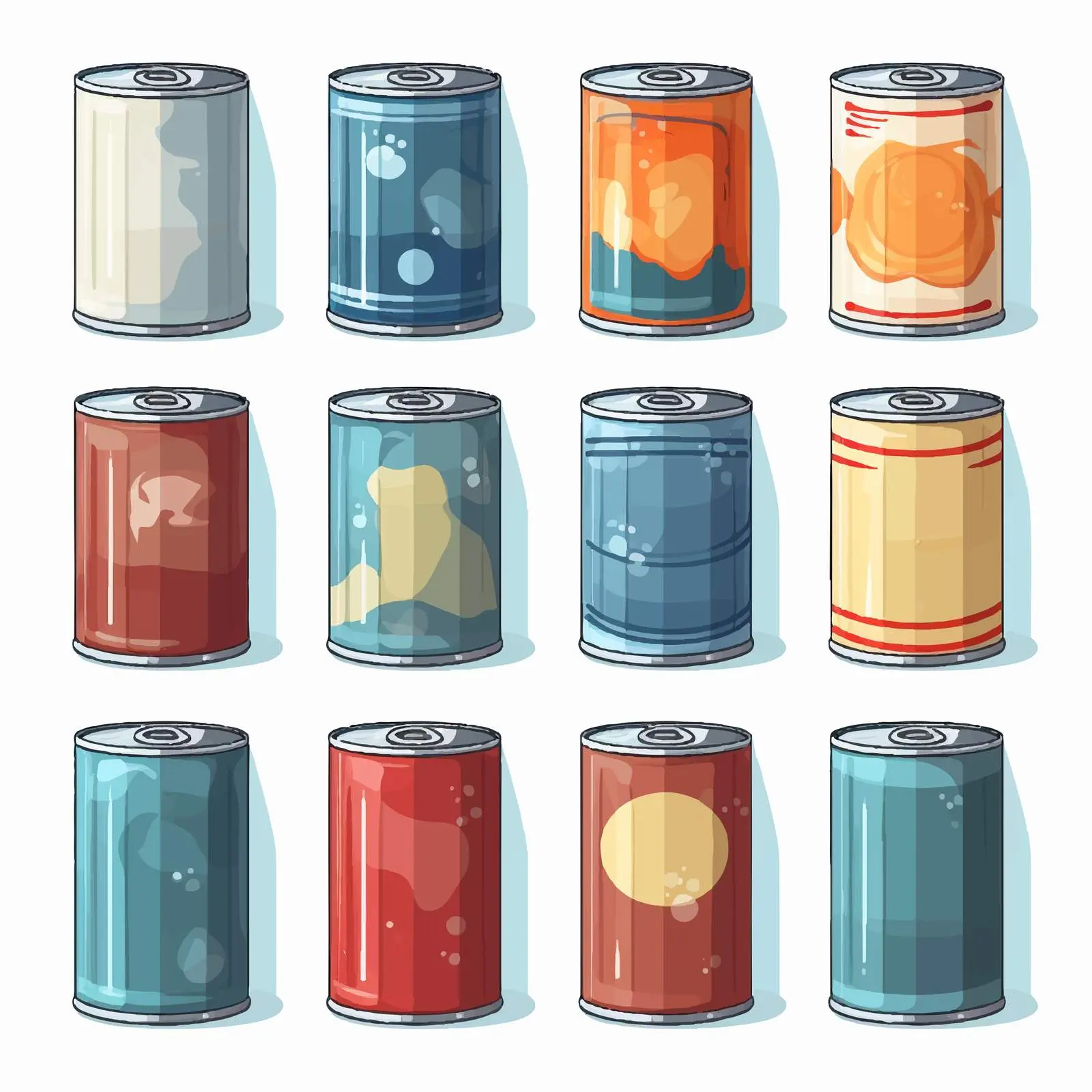 Top View Cans Vector Illustration on White Background — free download from Dotvec
