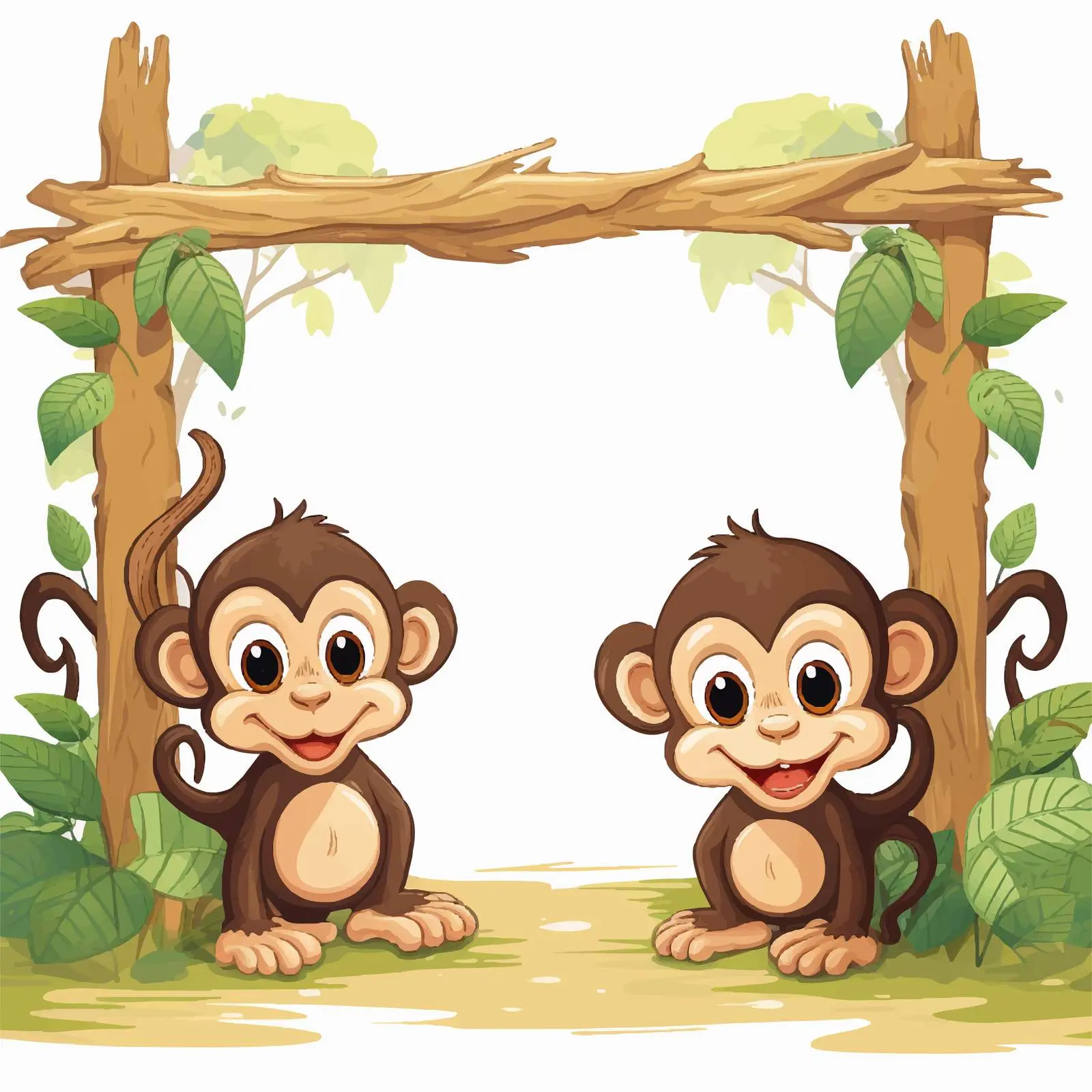 Party Theme Monkey Art Canvas Frame Template – free funny monkeys image from Dotvec