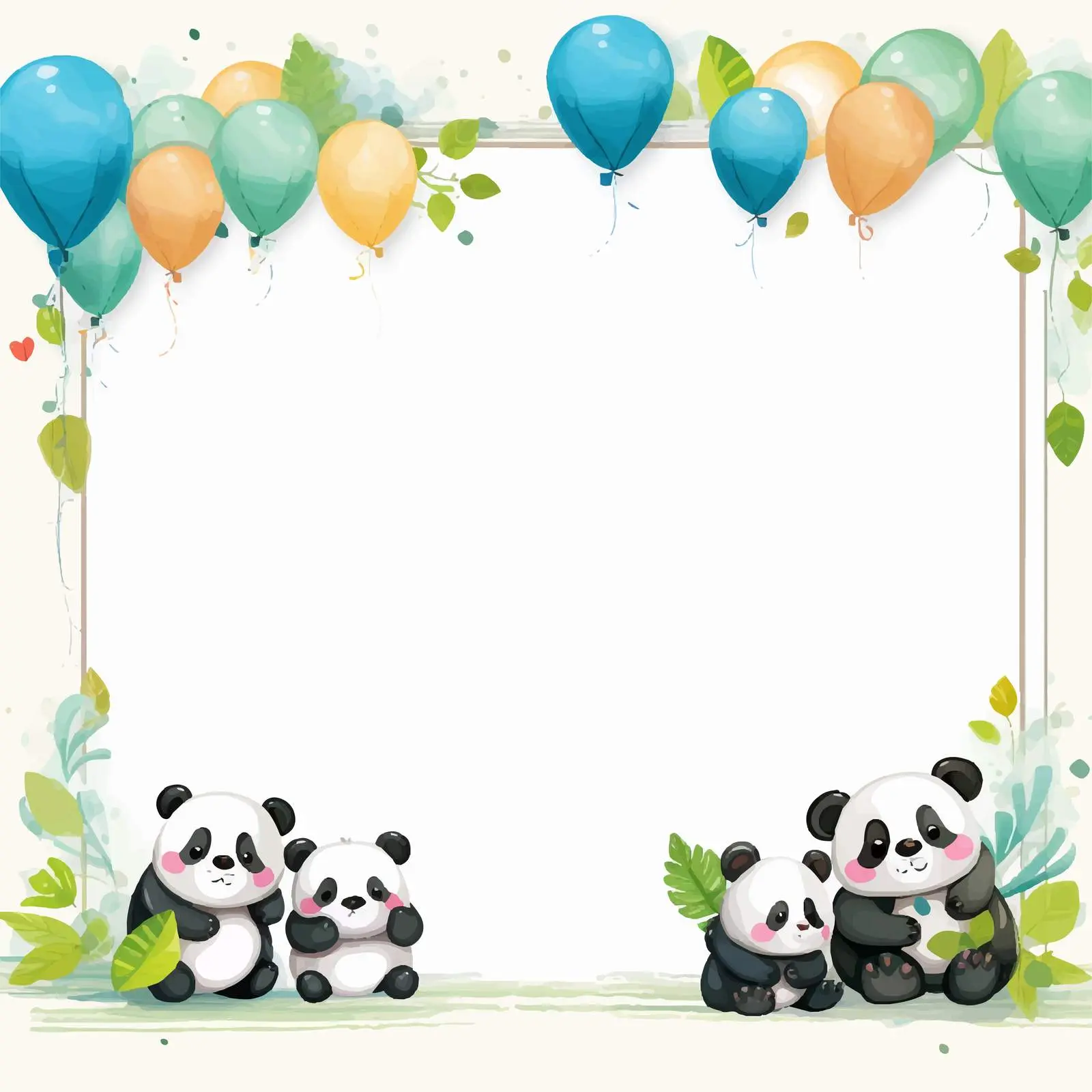 Panda Party Theme Canvas Wooden Frame Template — free download from Dotvec
