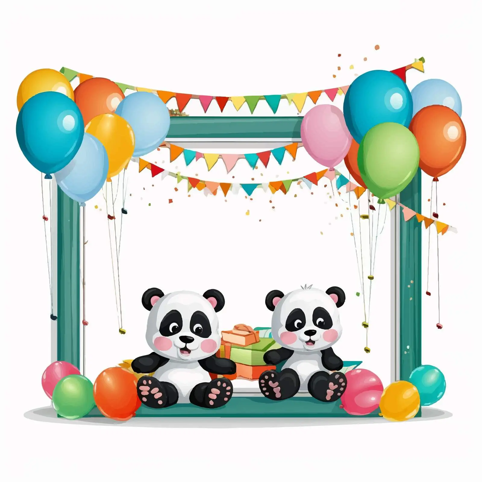 Panda Party Theme Wooden Frame Template – free event theme image from Dotvec