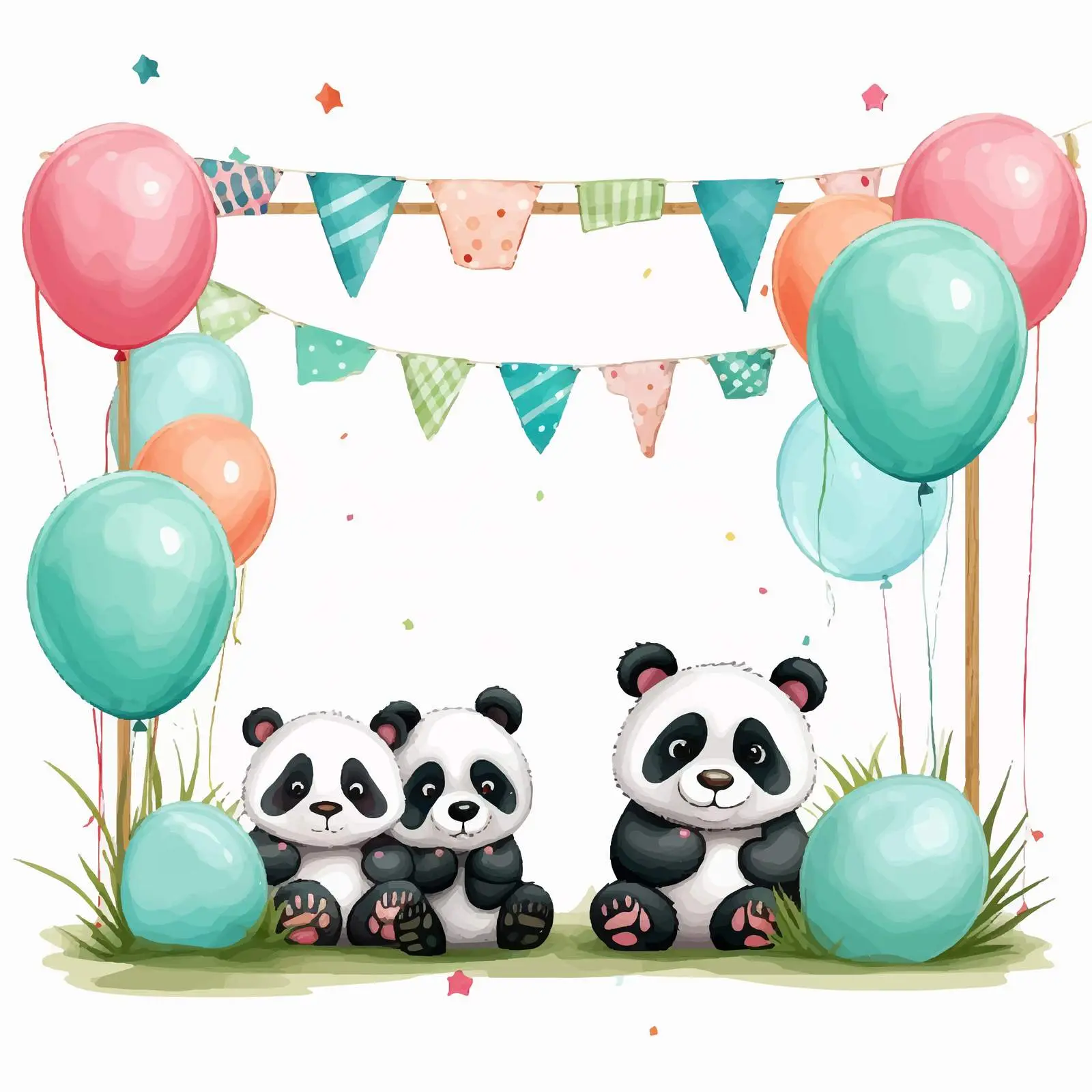 Pandas Party Theme Canvas Frame Template — free download from Dotvec