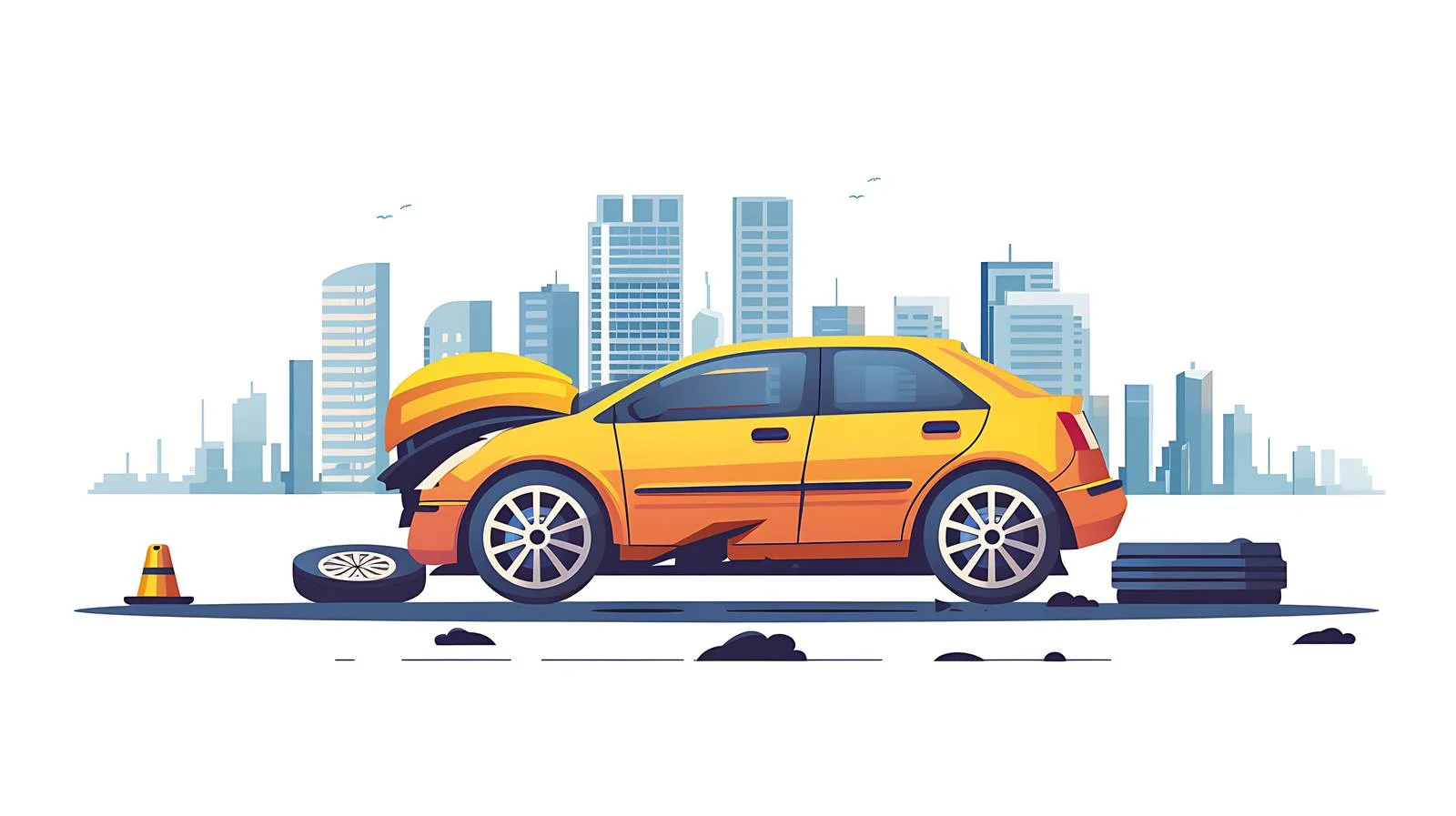 Vehicle Breakdown: Flat Tire on Road — free download from Dotvec