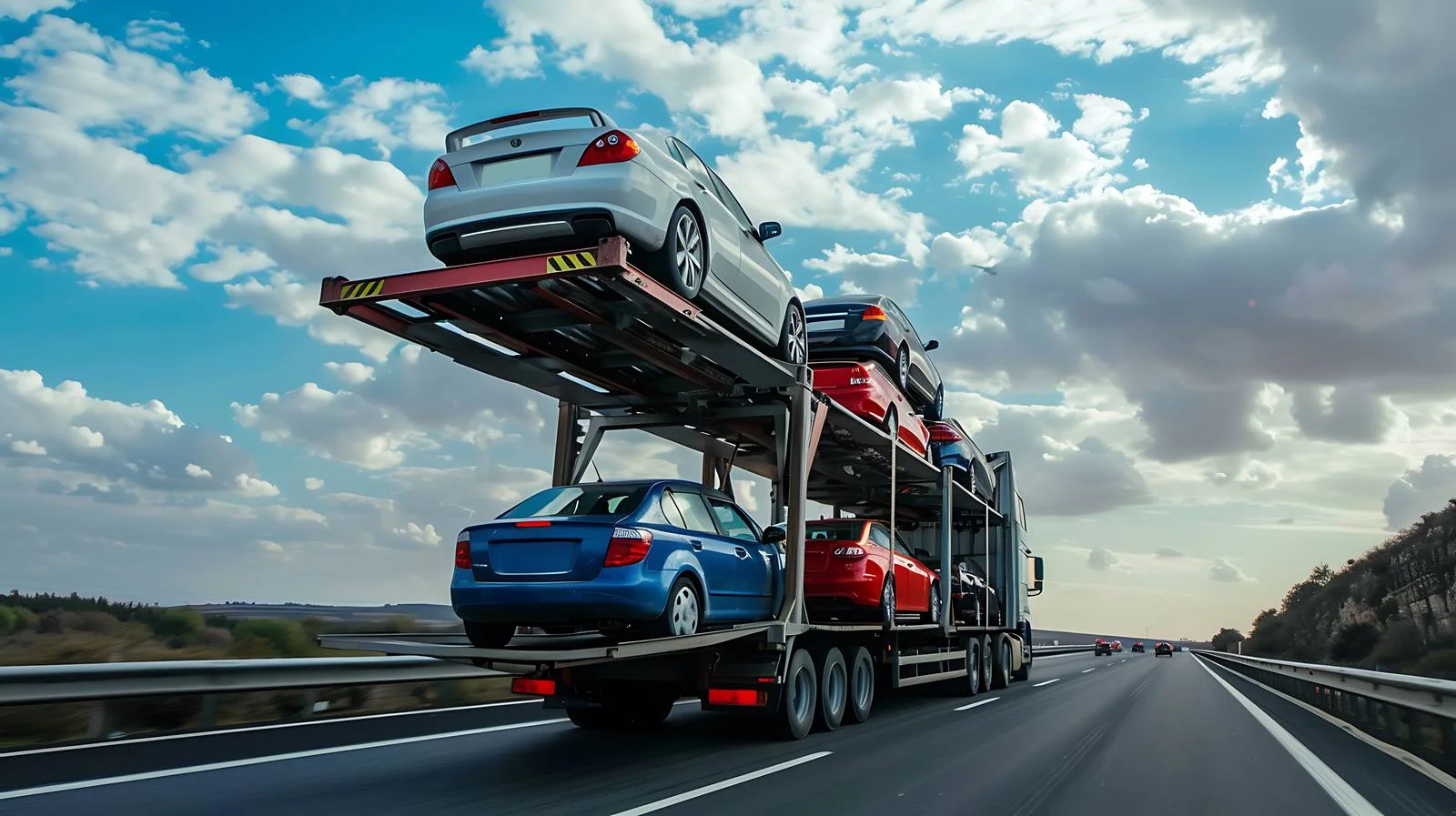 Car Carrier Trailer Hauls Cars on Highway — free download from Dotvec