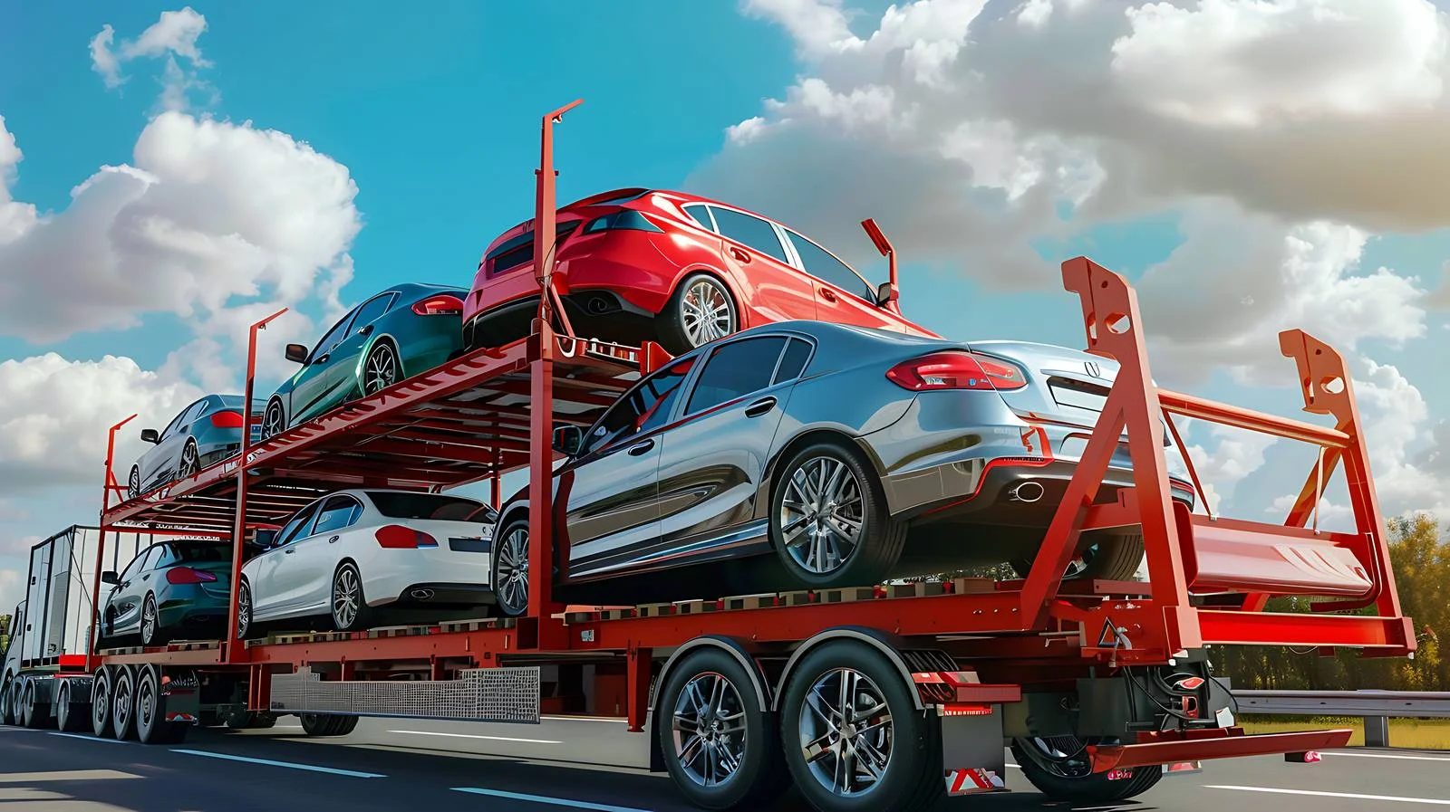 Automobile Carrier Transporting Cars on Expressway — free download from Dotvec