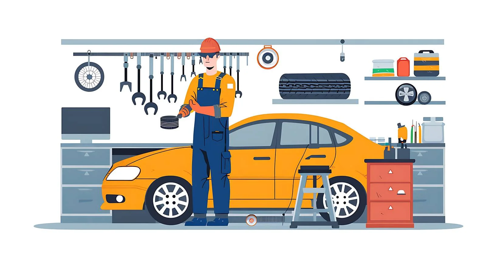Professional Car Tire Change in Workshop — free download from Dotvec