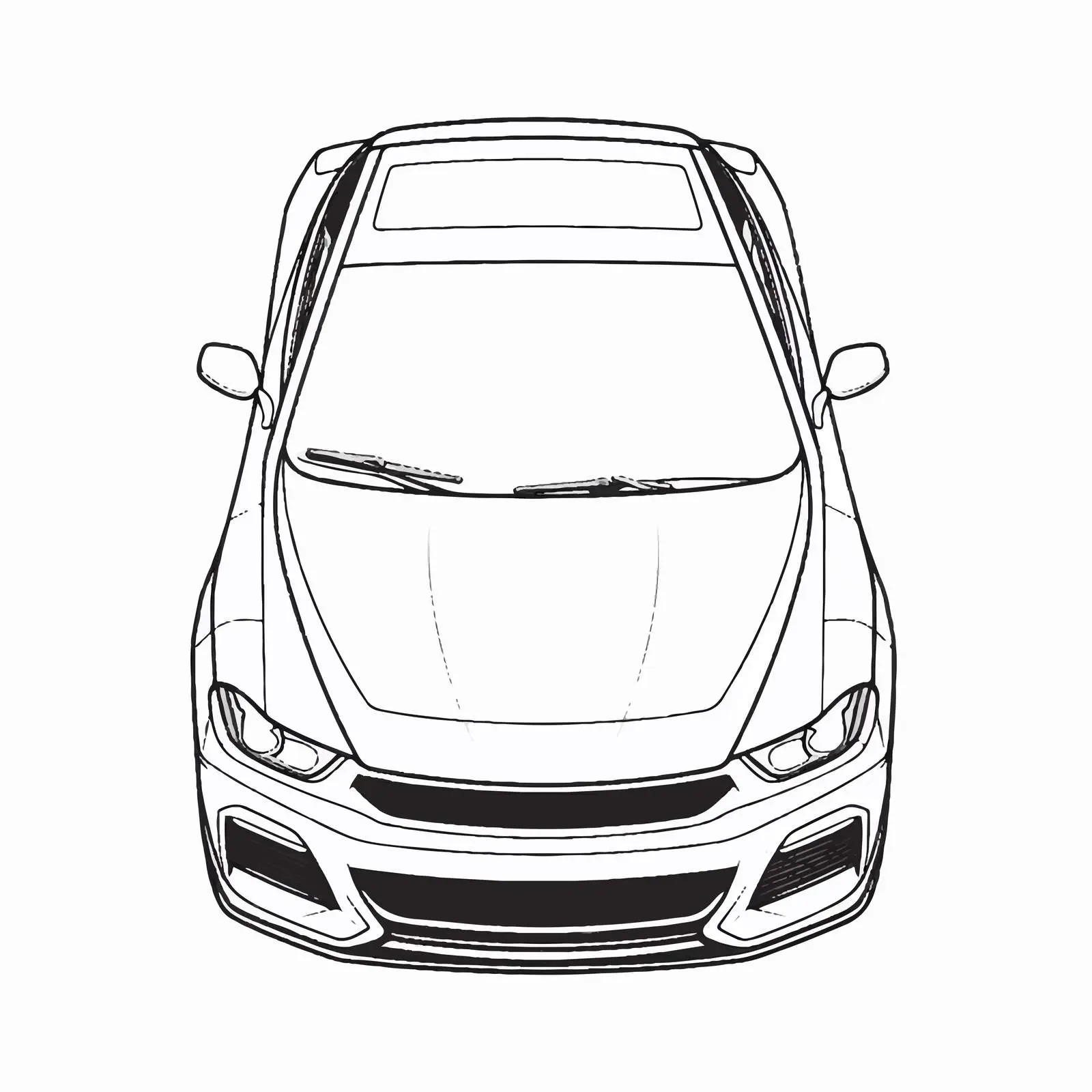 Car Outline Vector Illustration on White Background — free download from Dotvec