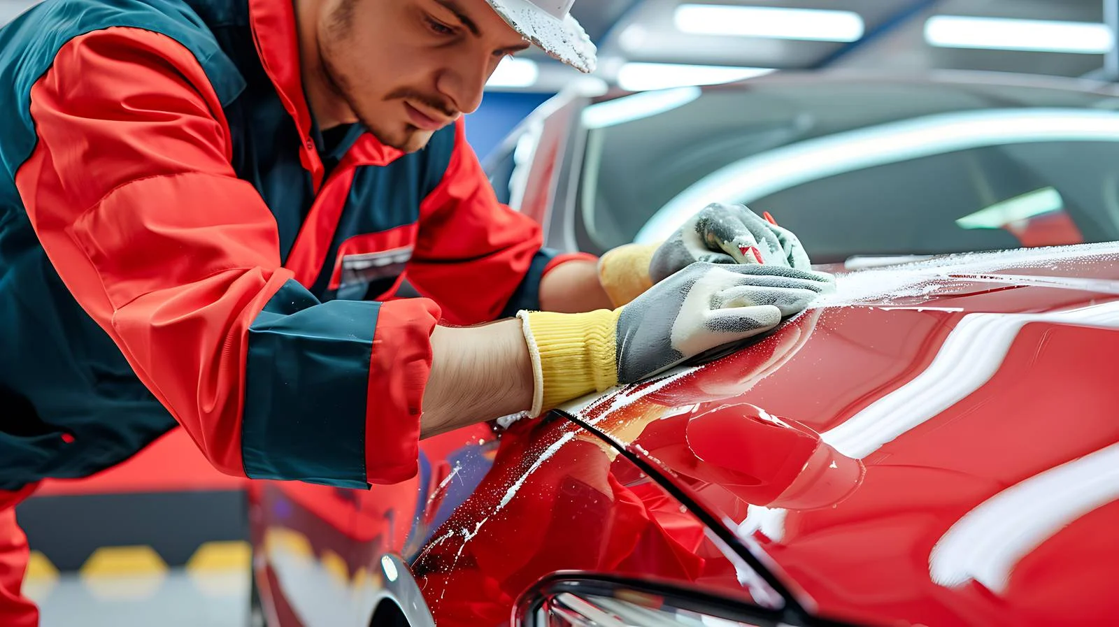 Professional Car Detailer Applying Nano Coating — free download from Dotvec