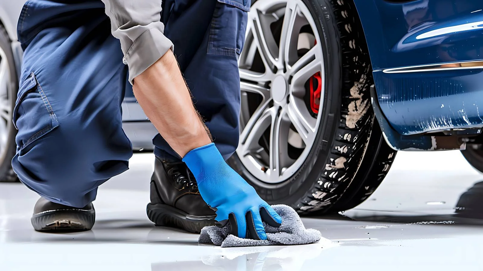 Professional Car Detailer Polishing Alloy Wheels — free download from Dotvec